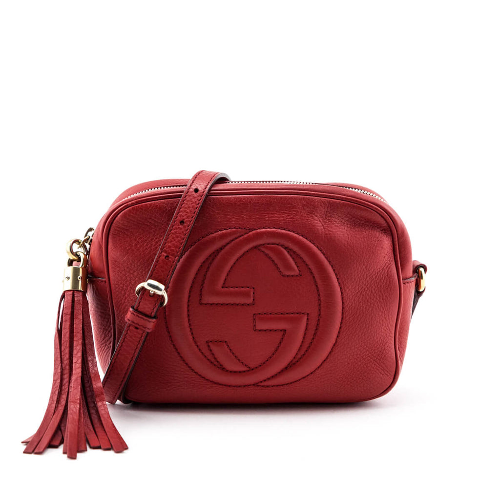 Gucci Red Pebbled Calfskin Soho Disco Crossbody