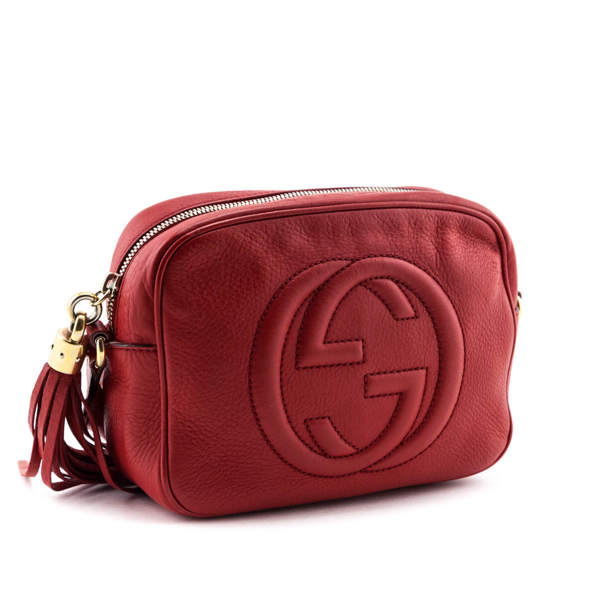 Gucci Red Pebbled Calfskin Soho Disco Crossbody