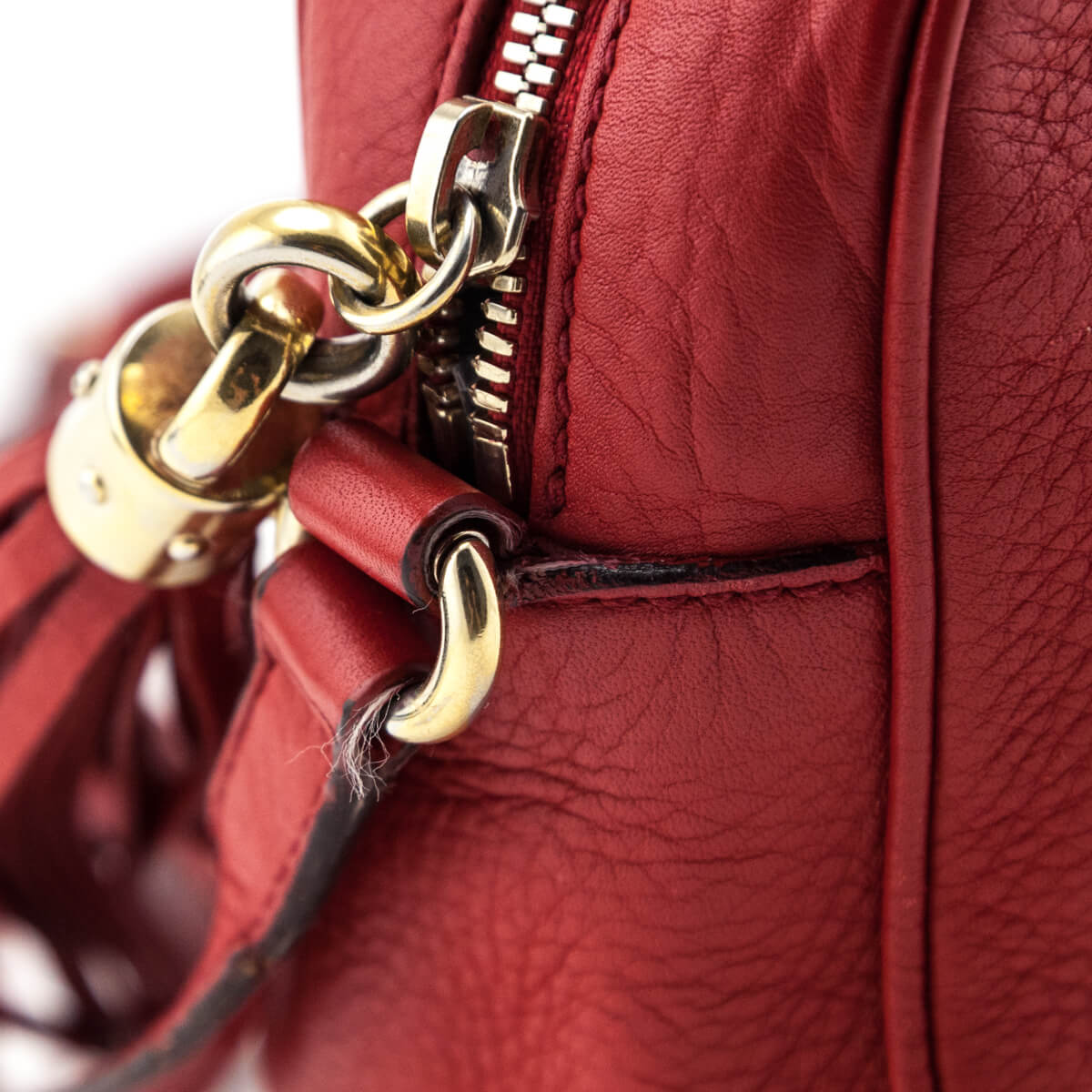 Gucci Red Pebbled Calfskin Soho Disco Crossbody