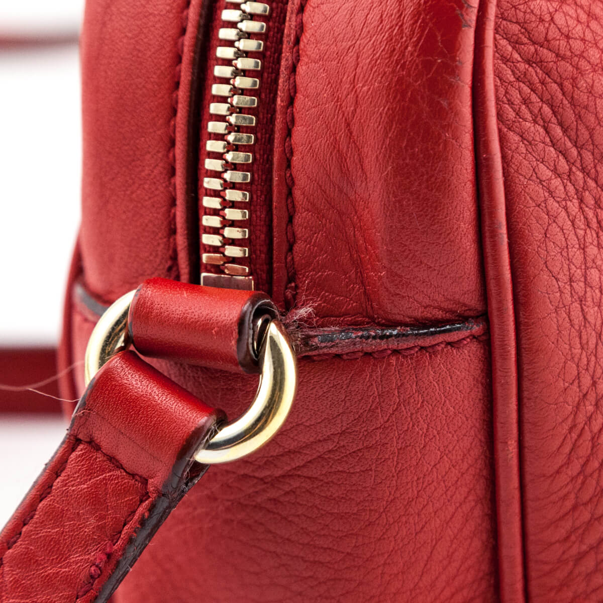 Gucci Red Pebbled Calfskin Soho Disco Crossbody