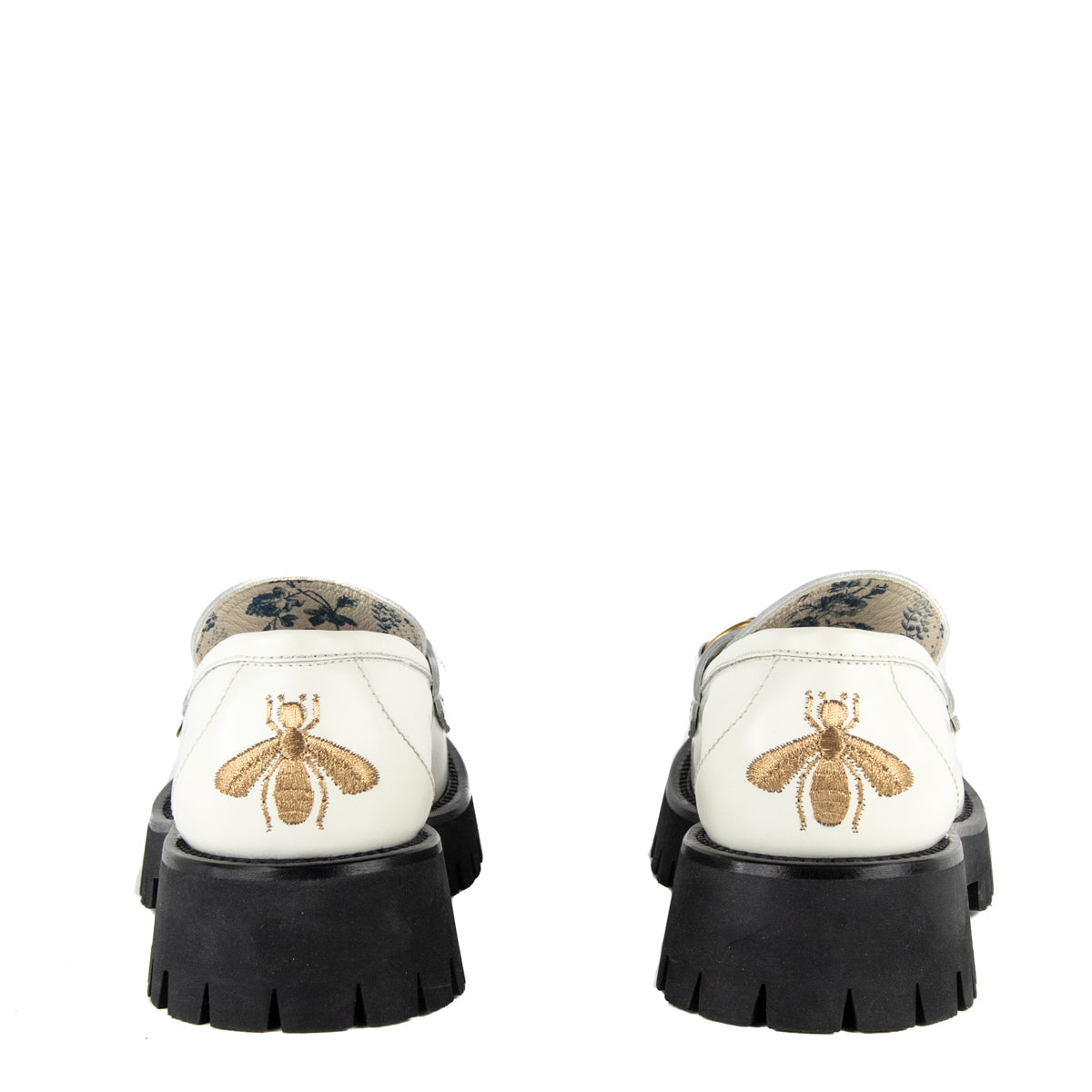 Gucci White Leather Lug Sole Horsebit Loafer Size US 8 | EU 38