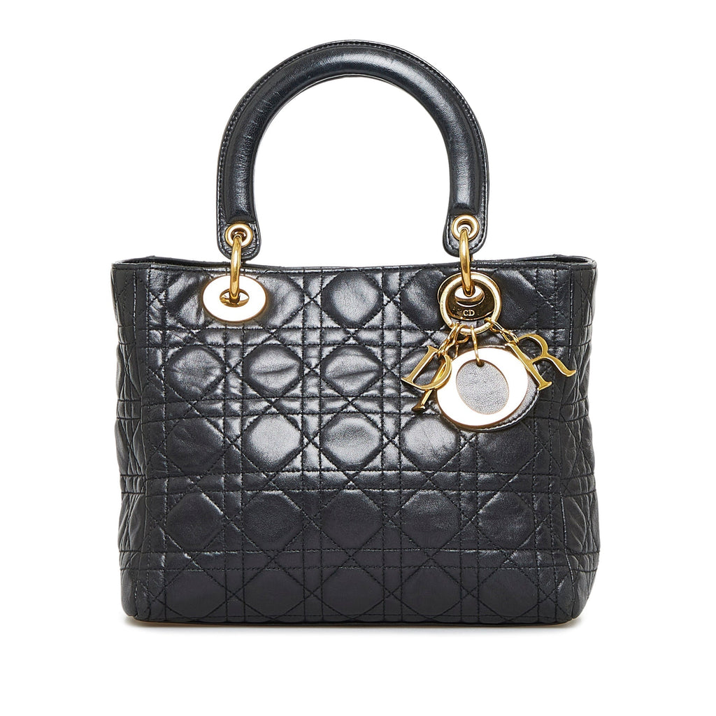 Dior Lady Dior Medium Black Cannage Quilted Leather