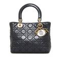 Dior Lady Dior Medium Black Cannage Quilted Leather