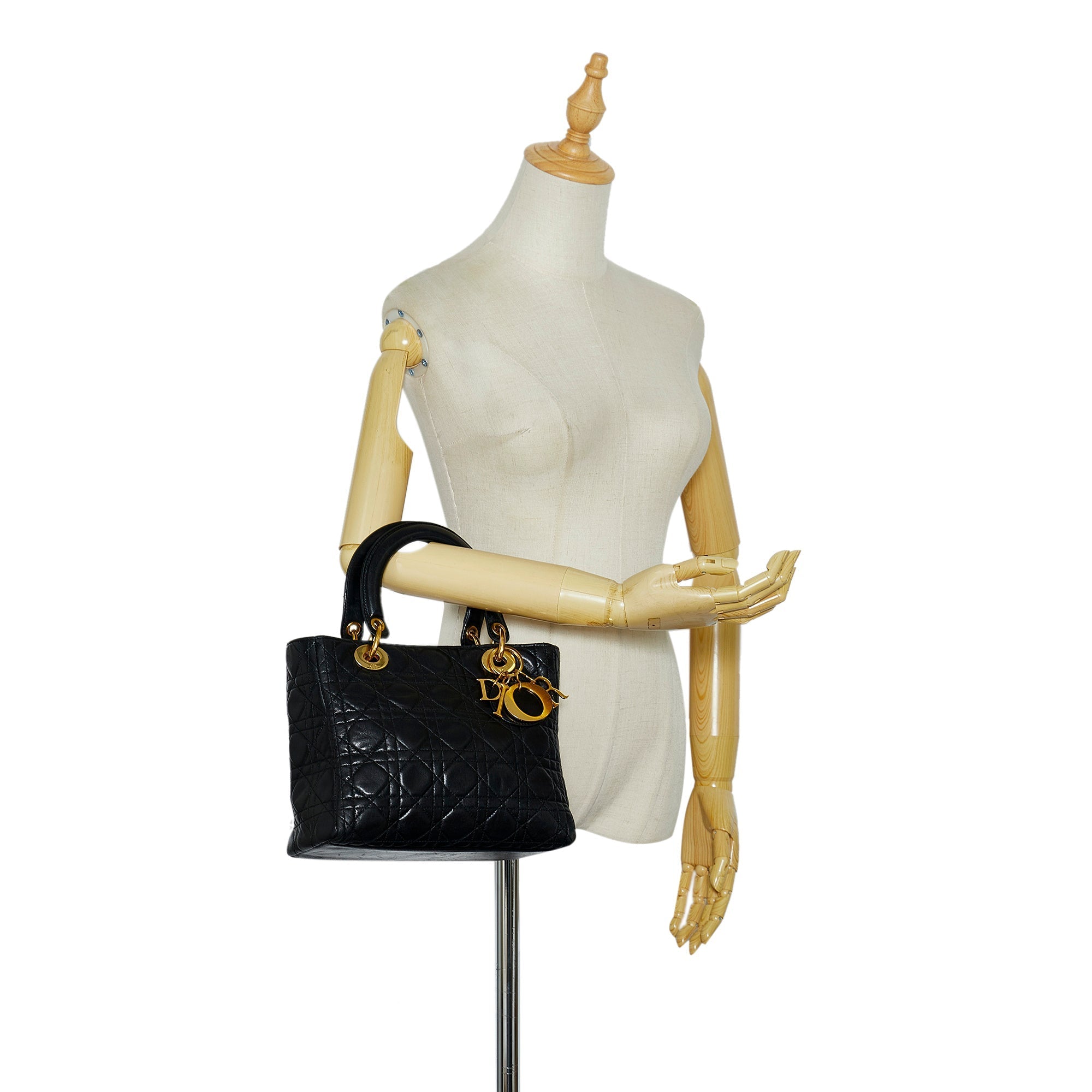 Dior Lady Dior Medium Black Cannage Quilted Leather
