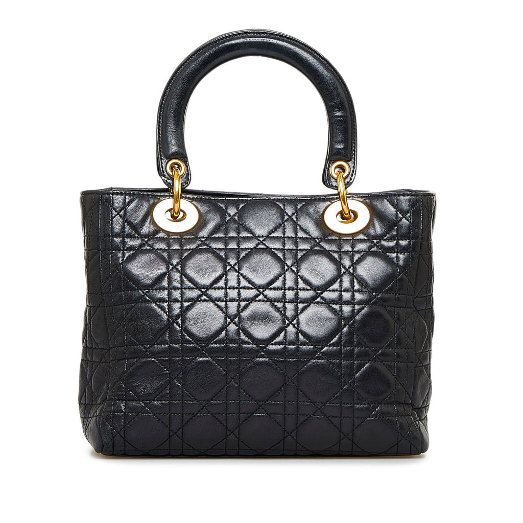 Dior Lady Dior Medium Black Cannage Quilted Leather