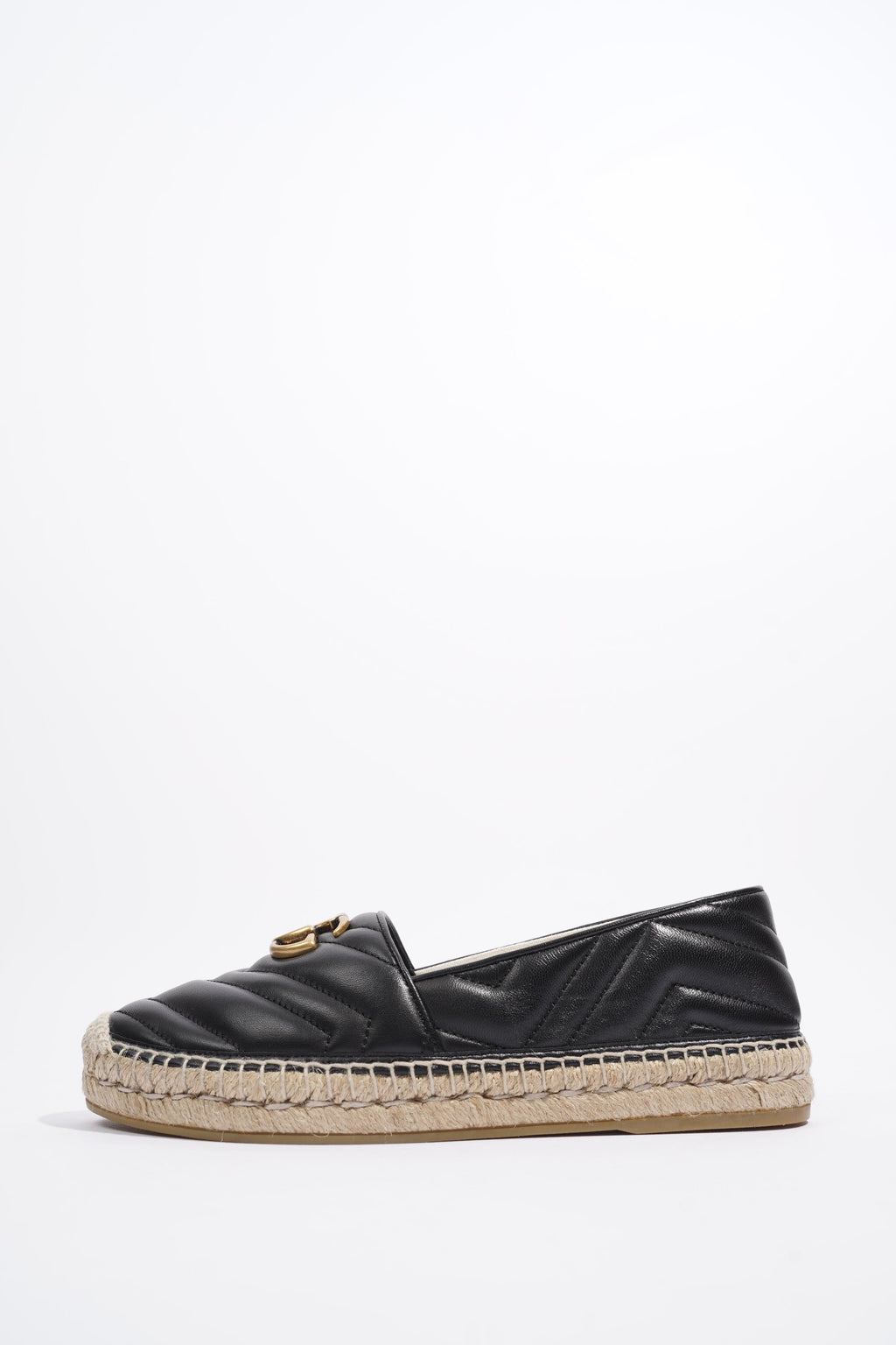 Gucci GG Espadrilles Black Leather EU 38 UK 5