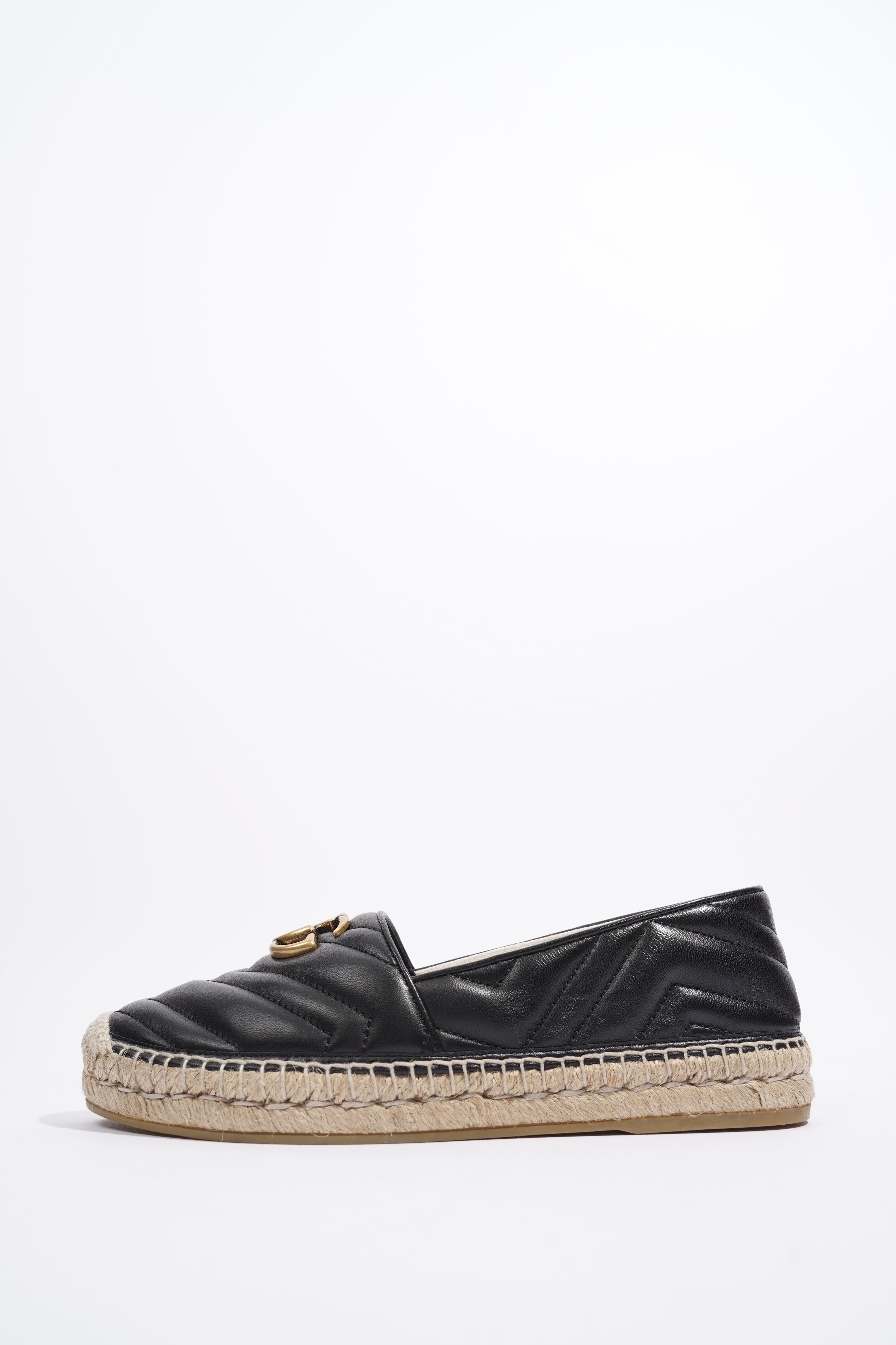 Gucci GG Espadrilles Black Leather EU 38 UK 5