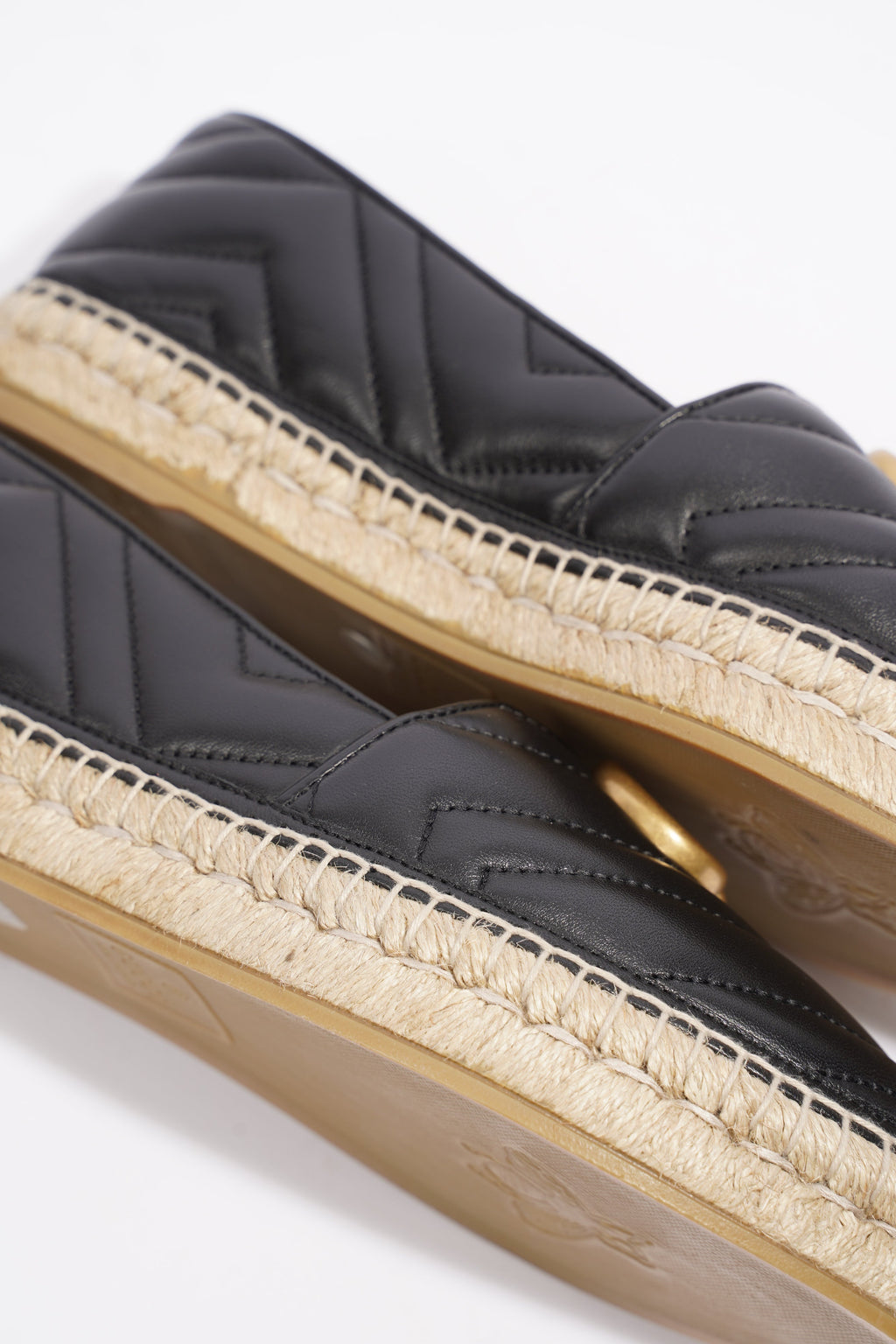 Gucci GG Espadrilles Black Leather EU 38 UK 5