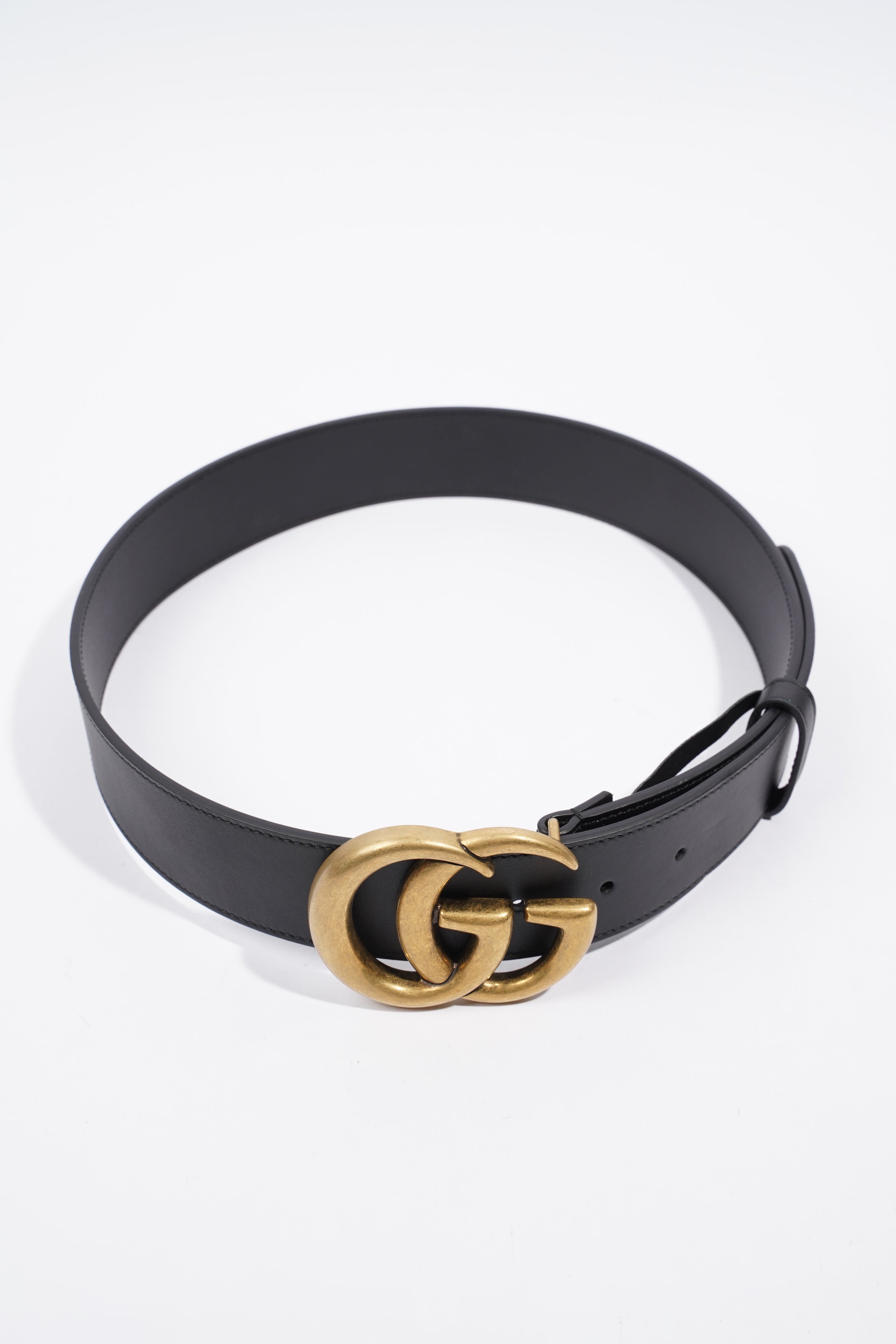 Gucci Marmont Belt Black / Gold Leather 75cm 30"