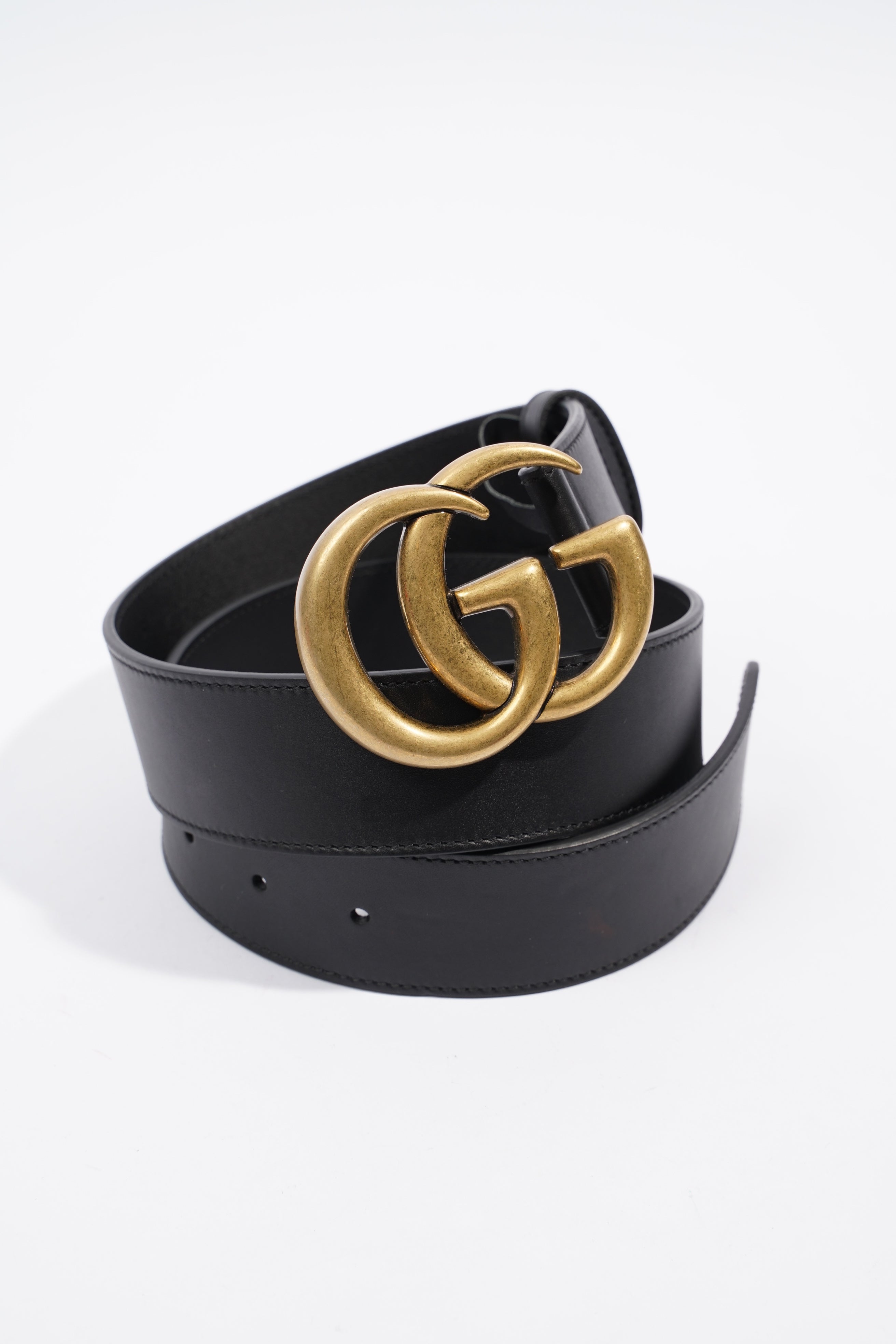 Gucci Marmont Belt Black / Gold Leather 75cm 30"