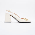Gucci Horsebit Heeled Slingback 75 White Leather EU 39 UK 6