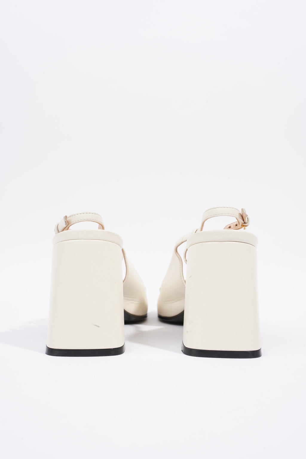 Gucci Horsebit Heeled Slingback 75 White Leather EU 39 UK 6