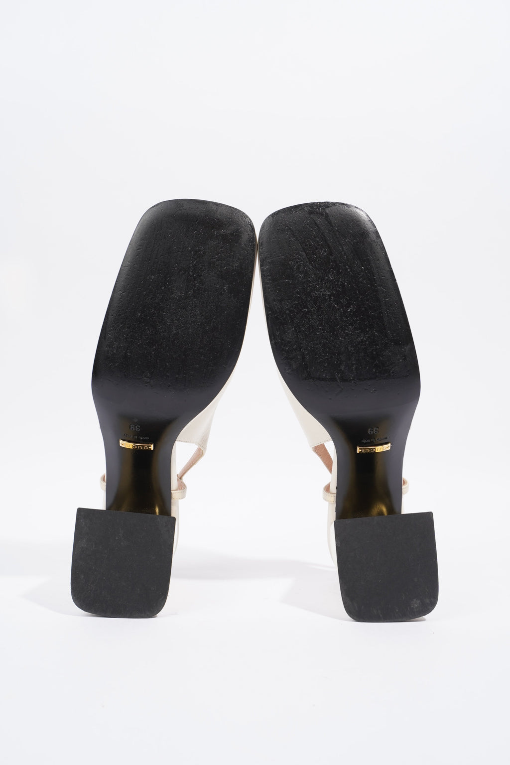 Gucci Horsebit Heeled Slingback 75 White Leather EU 39 UK 6