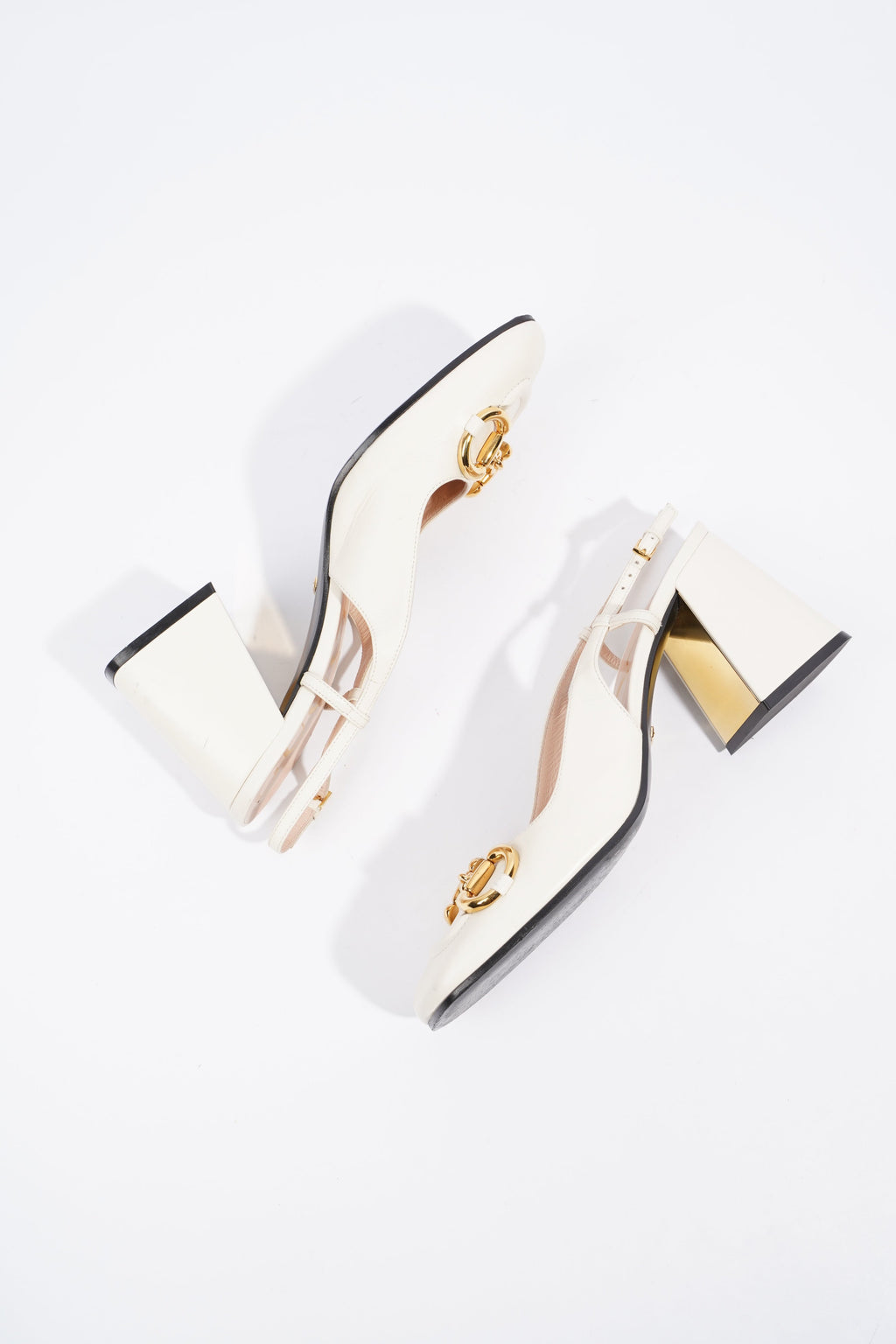 Gucci Horsebit Heeled Slingback 75 White Leather EU 39 UK 6