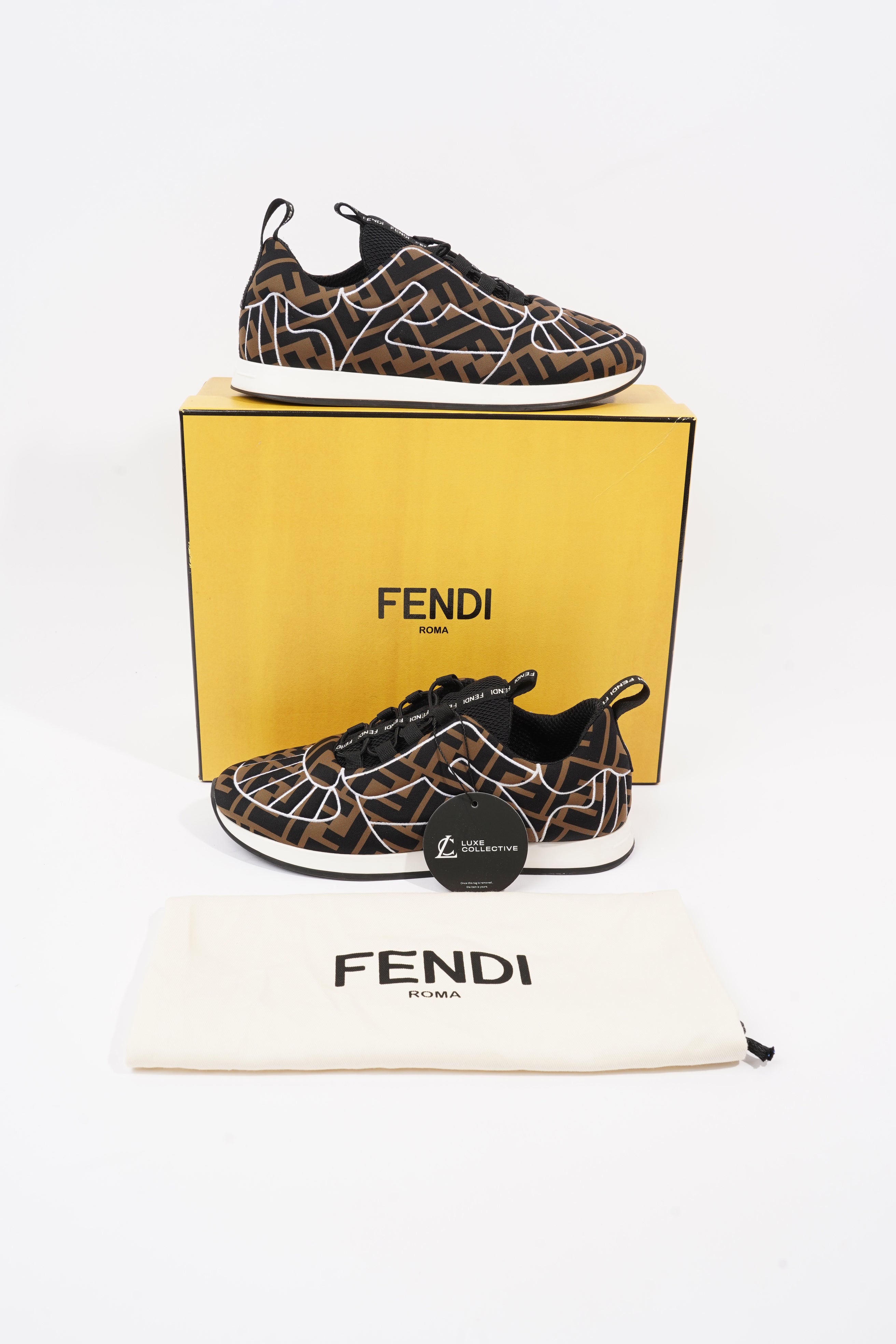 Fendi Freedom Black / Brown / White Neoprene EU 37 UK 4