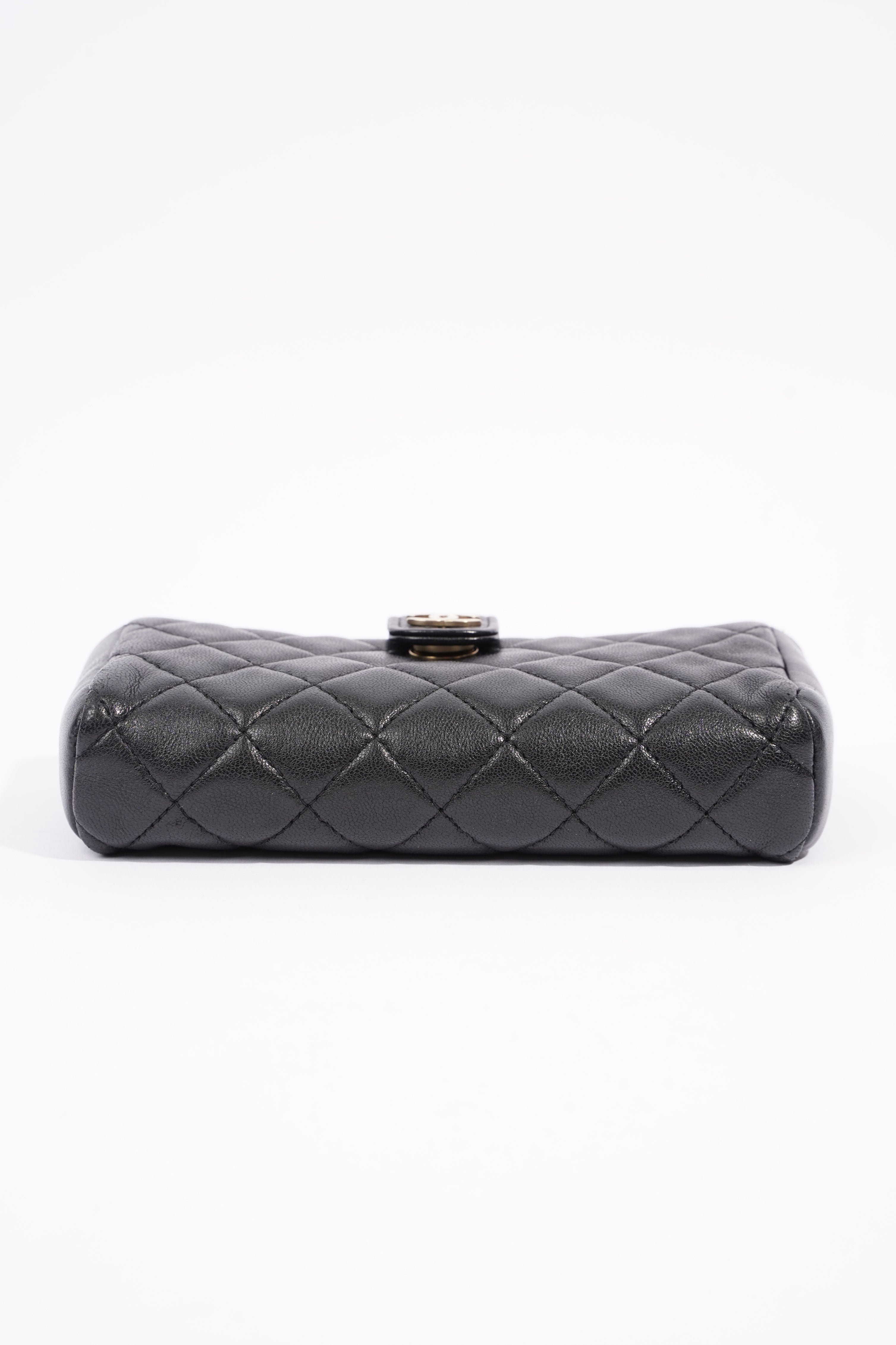 Chanel Zip Wallet Black Lambskin Leather