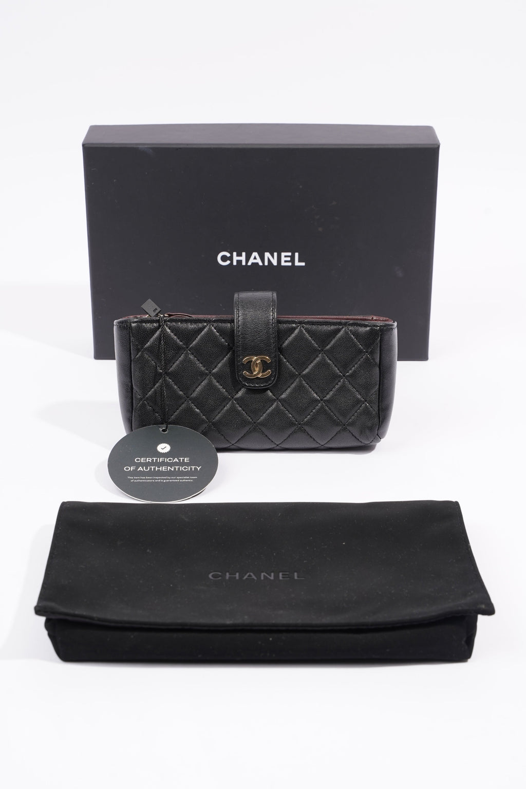 Chanel Zip Wallet Black Lambskin Leather