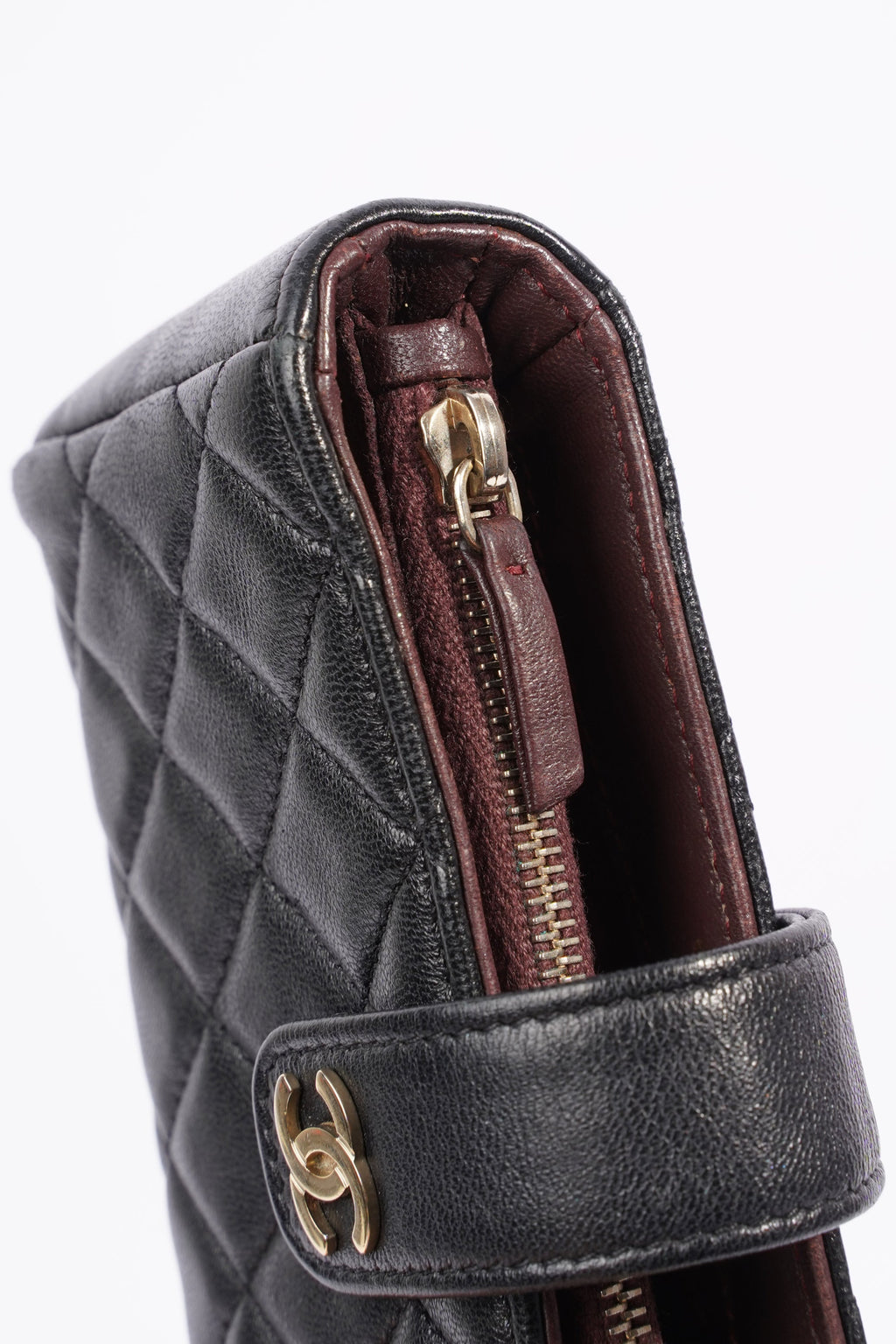 Chanel Zip Wallet Black Lambskin Leather