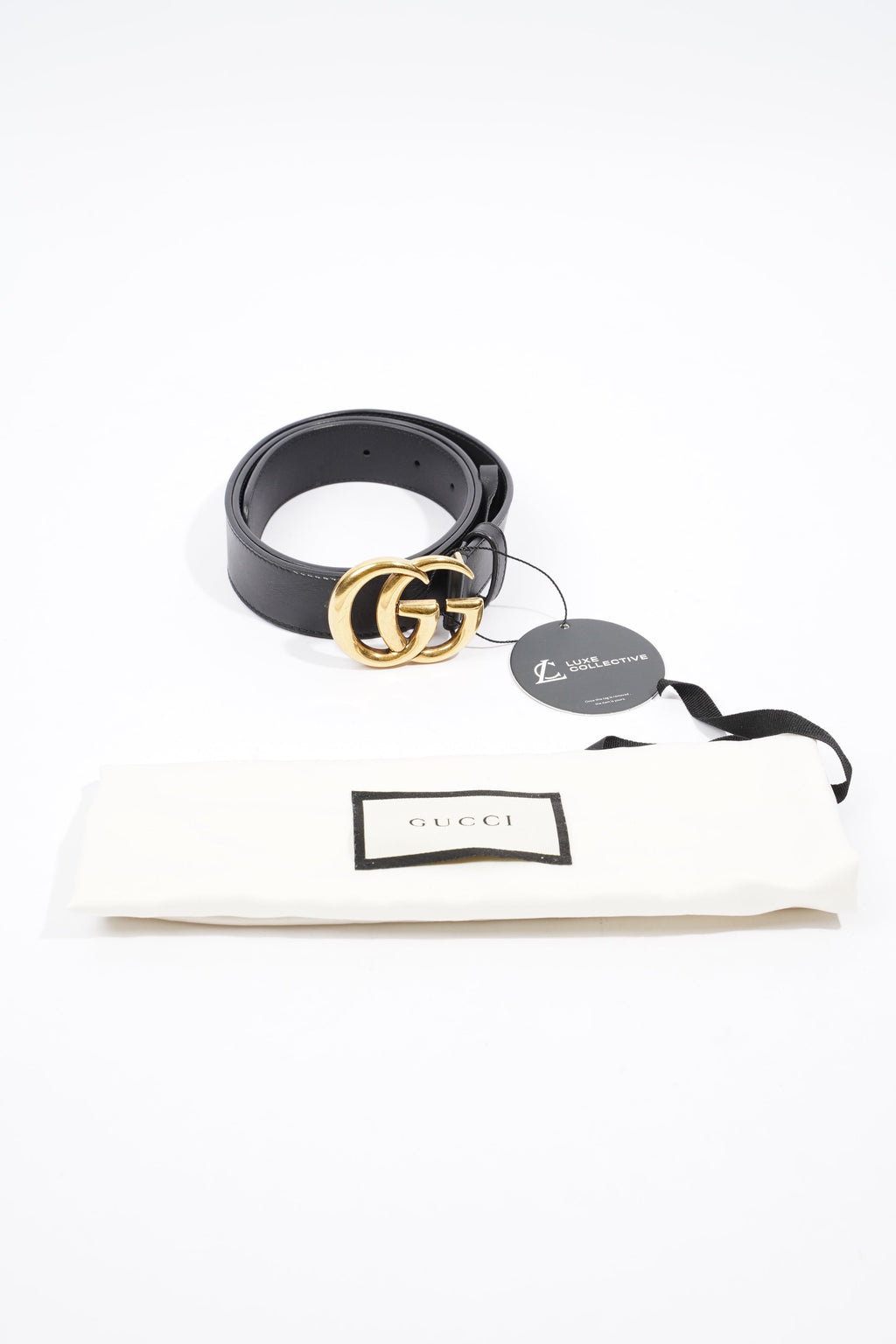 Gucci Marmont Belt Black / Gold Leather 85cm 34"