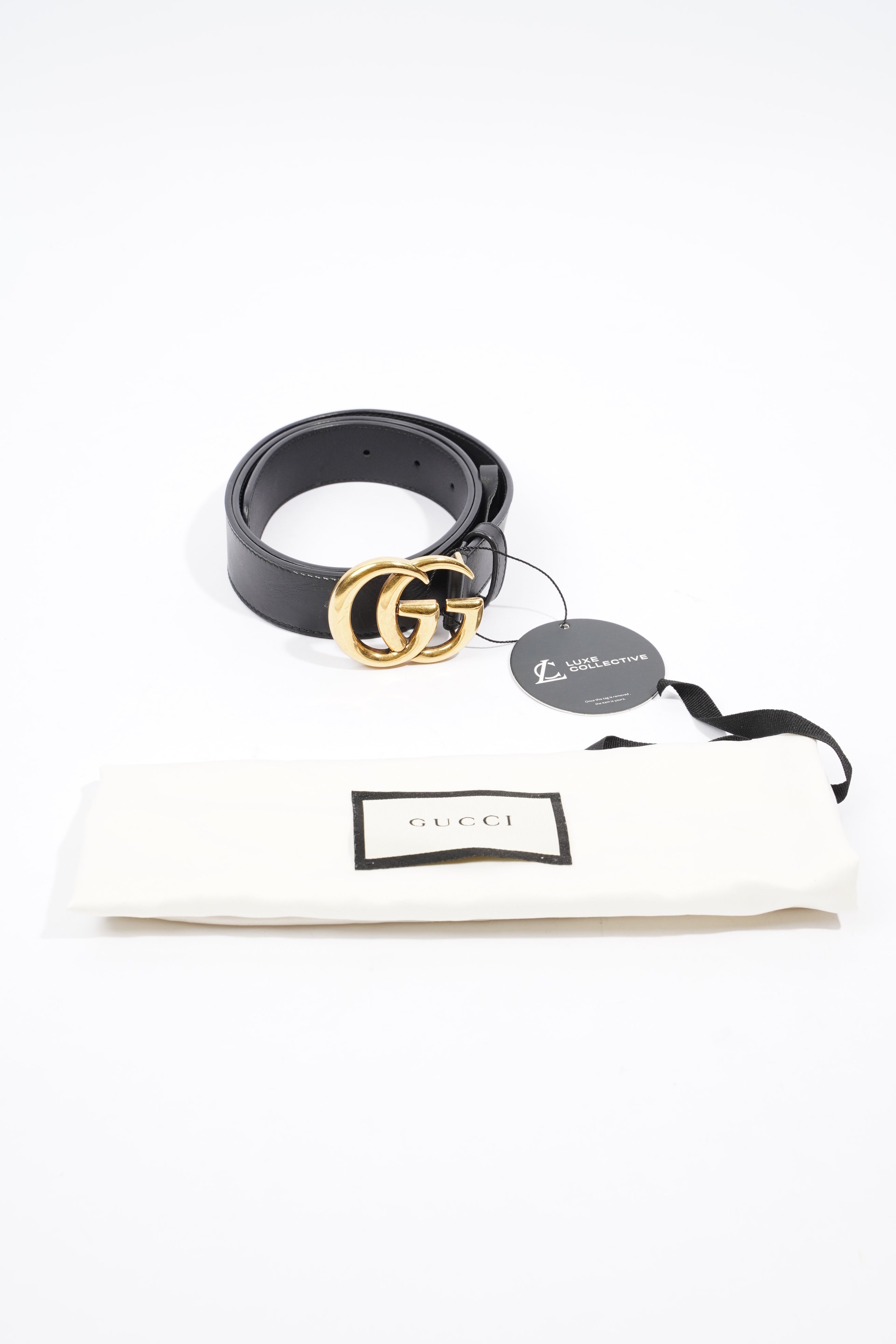 Gucci Marmont Belt Black / Gold Leather 85cm 34"