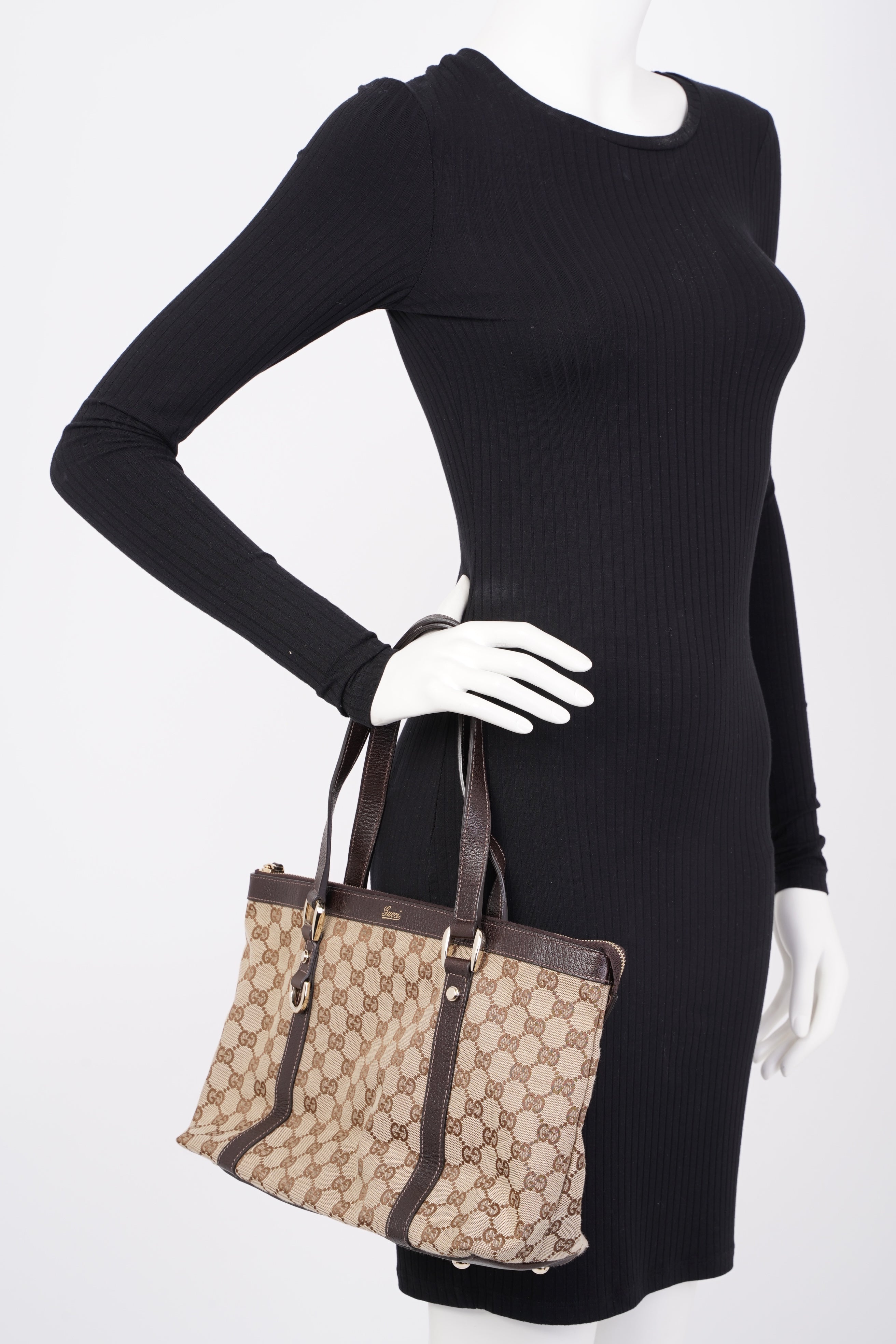 Gucci Abbey GG Tote GG Supreme / Brown Leather Canvas