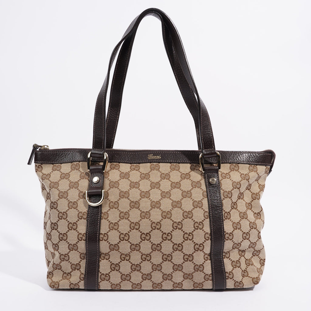Gucci Abbey GG Tote GG Supreme / Brown Leather Canvas