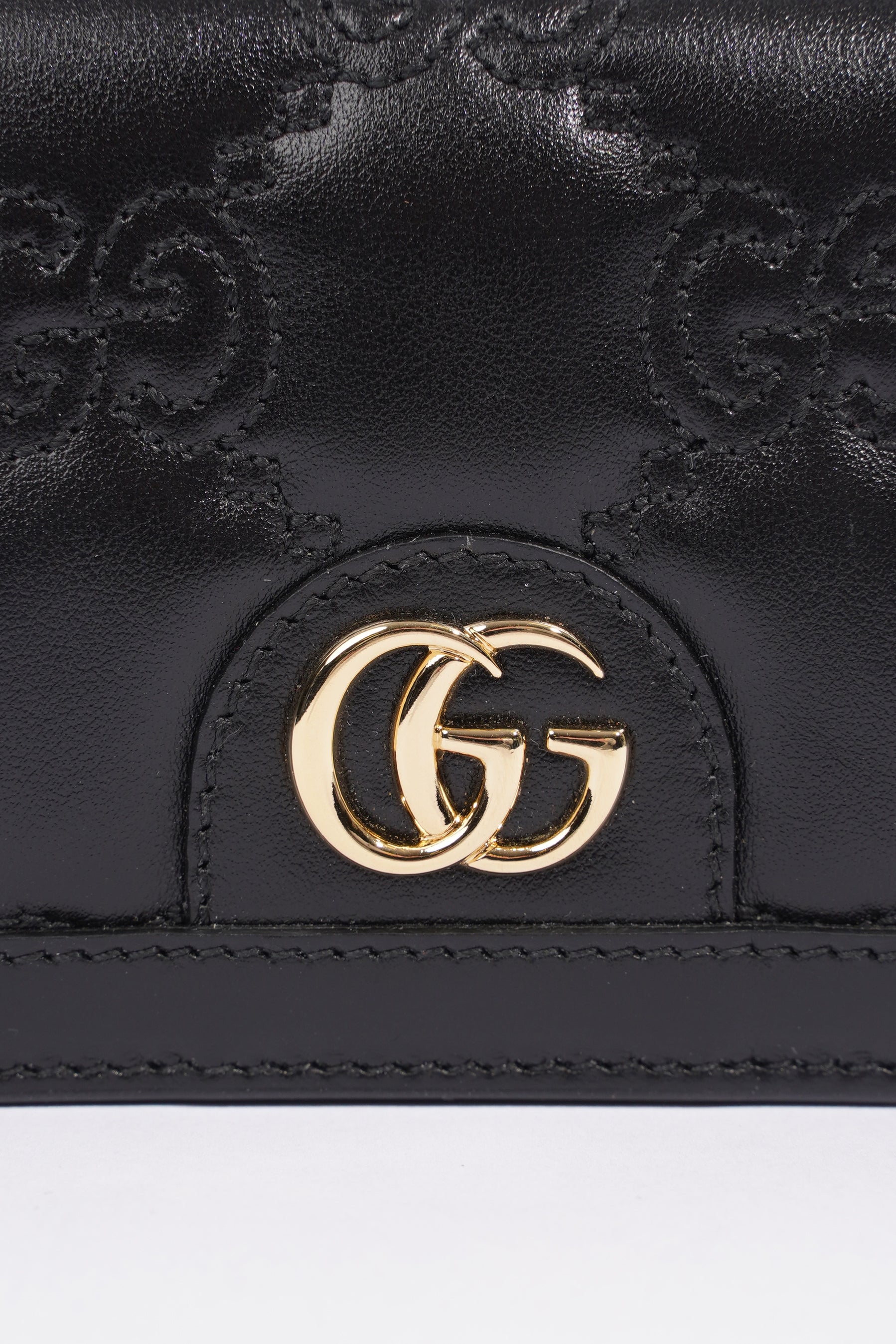 Gucci GG Matelasse Card Case Black Matelasse Leather