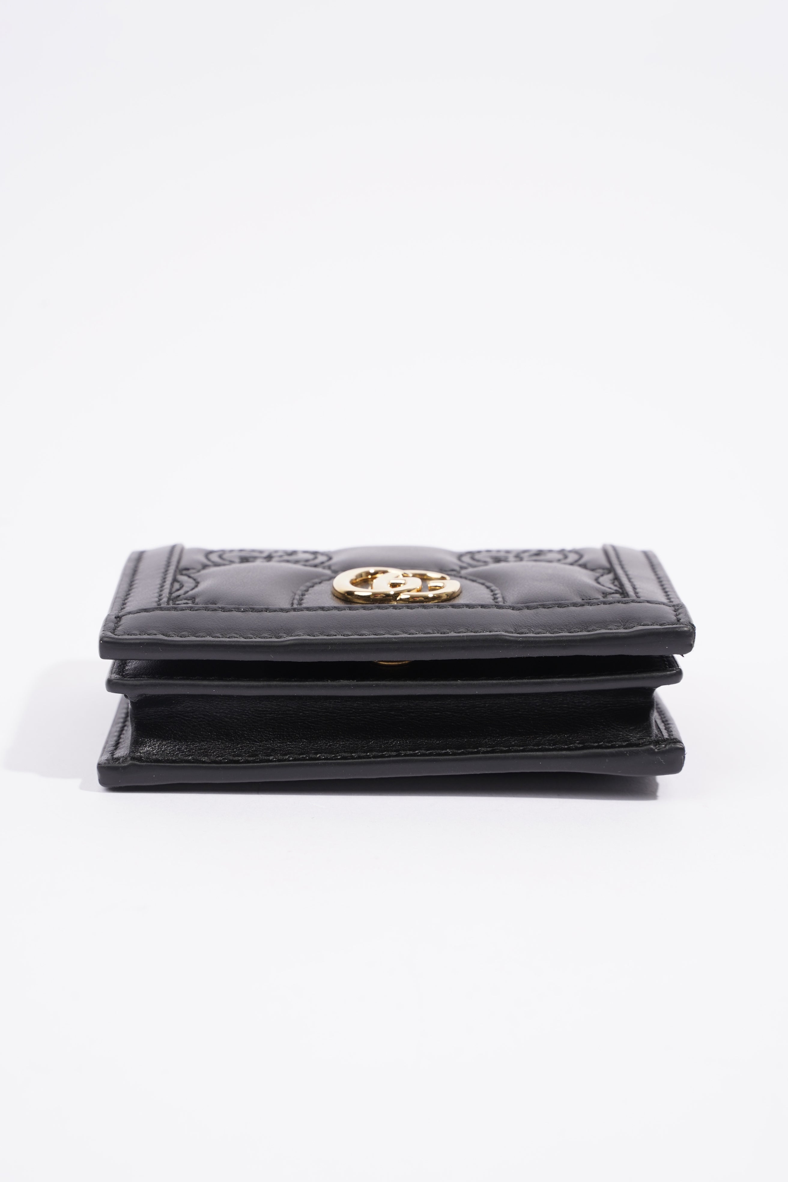 Gucci GG Matelasse Card Case Black Matelasse Leather