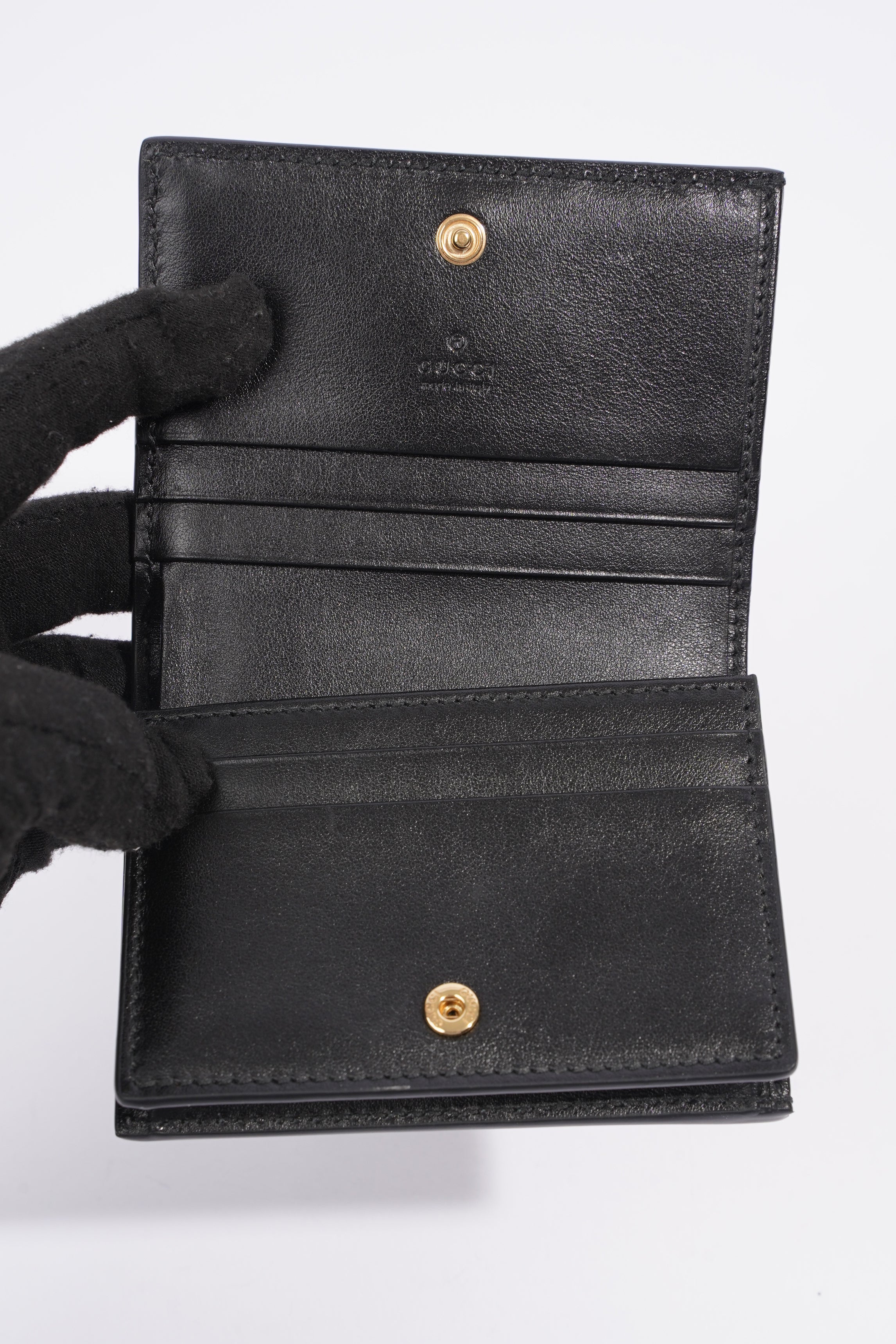 Gucci GG Matelasse Card Case Black Matelasse Leather