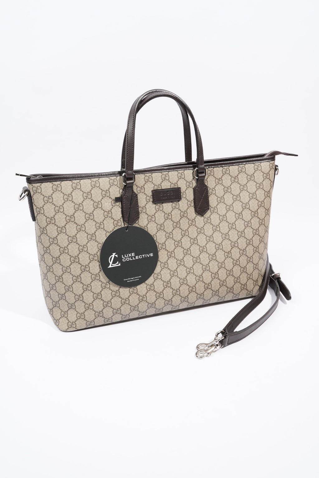 Gucci GG Zip Tote Beige And Ebony GG Supreme Coated Canvas Medium
