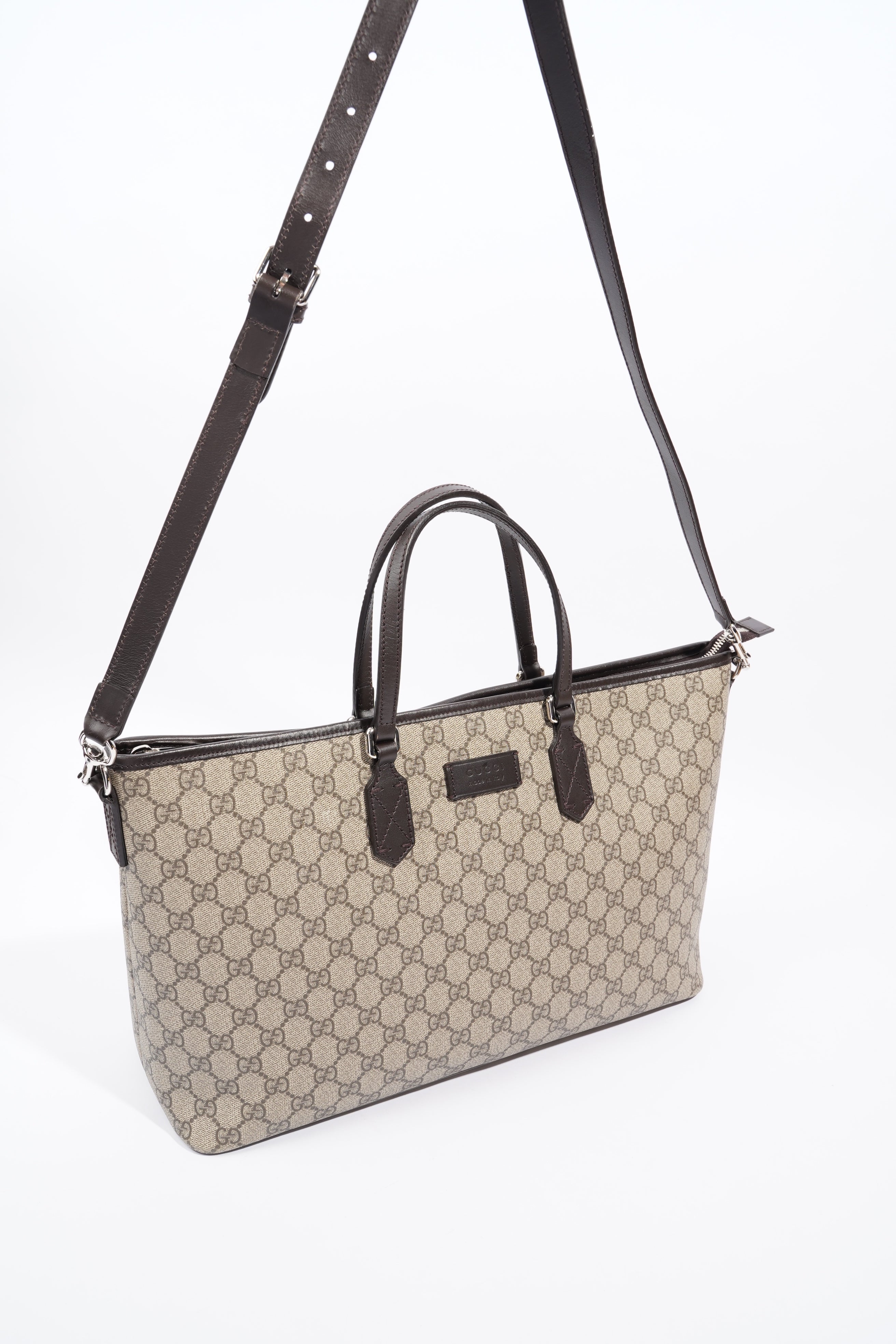 Gucci GG Zip Tote Beige And Ebony GG Supreme Coated Canvas Medium