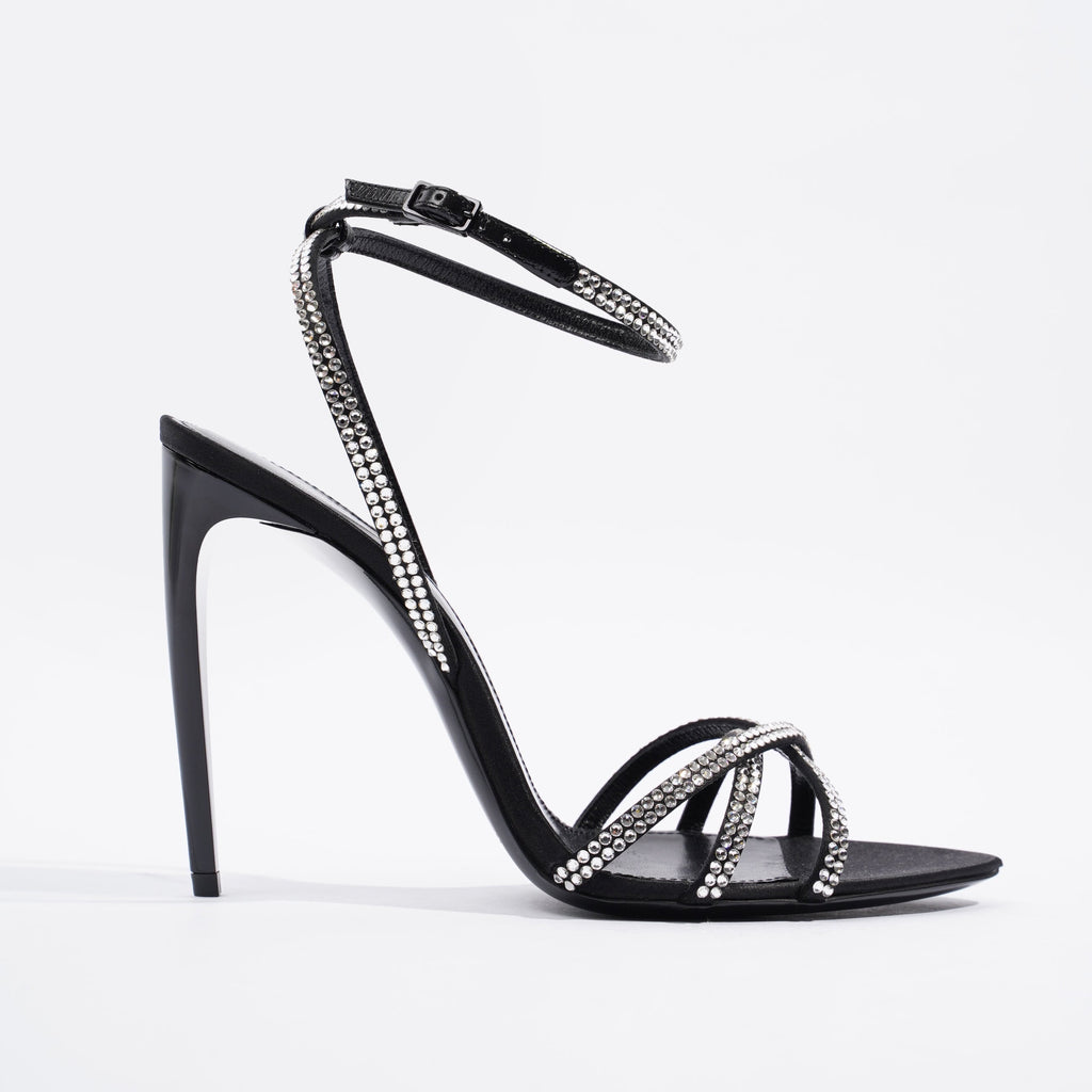 Saint Laurent Ava 105 Embellished Black Leather EU 38 UK 5