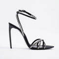 Saint Laurent Ava 105 Embellished Black Leather EU 38 UK 5
