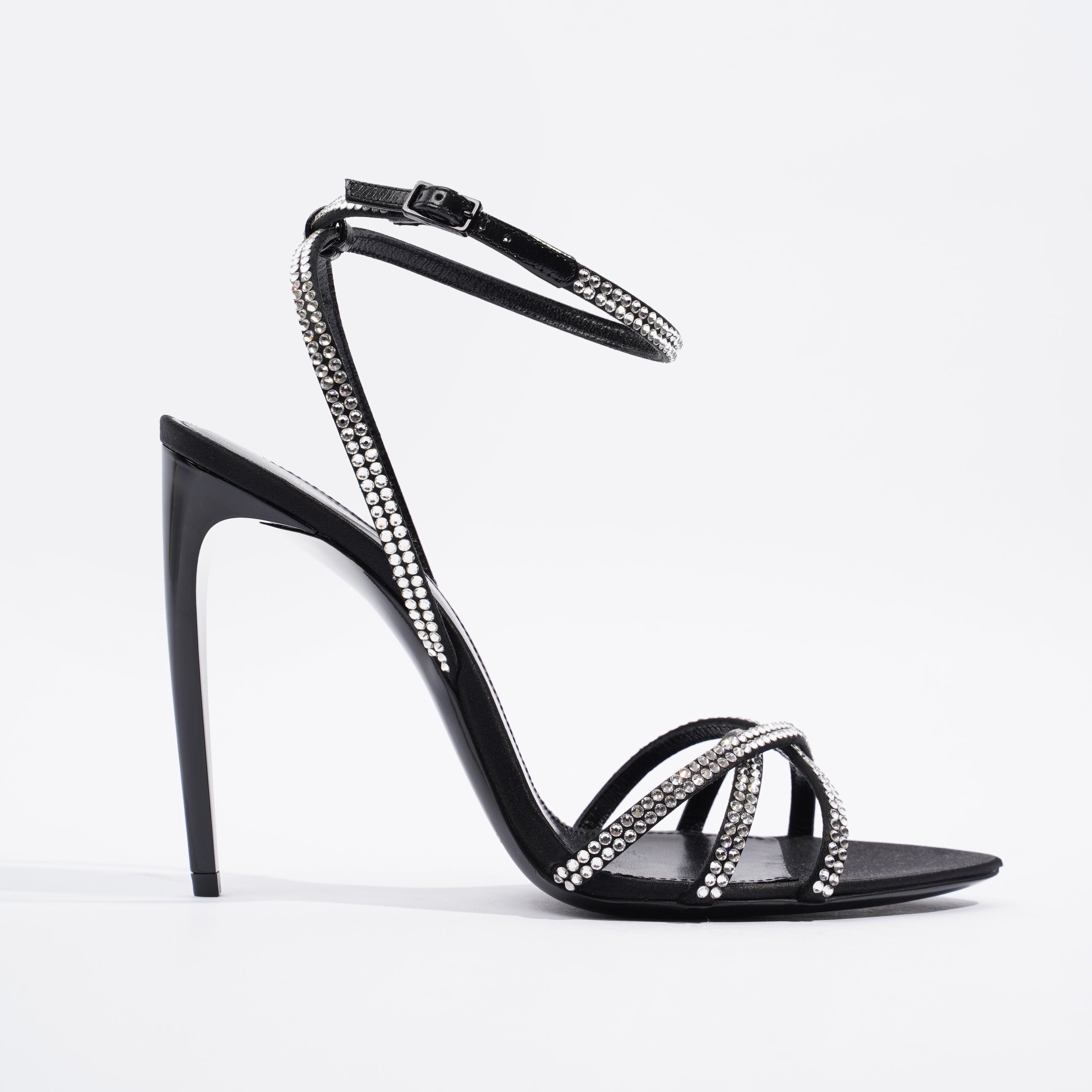 Saint Laurent Ava 105 Embellished Black Leather EU 38 UK 5