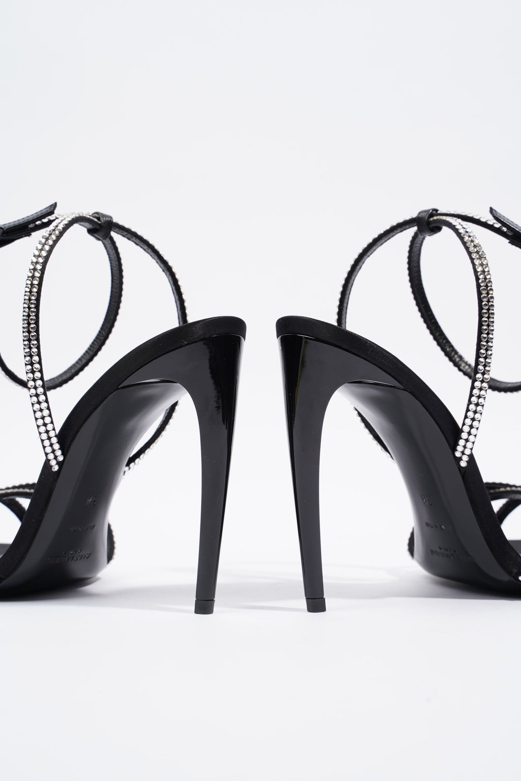 Saint Laurent Ava 105 Embellished Black Leather EU 38 UK 5