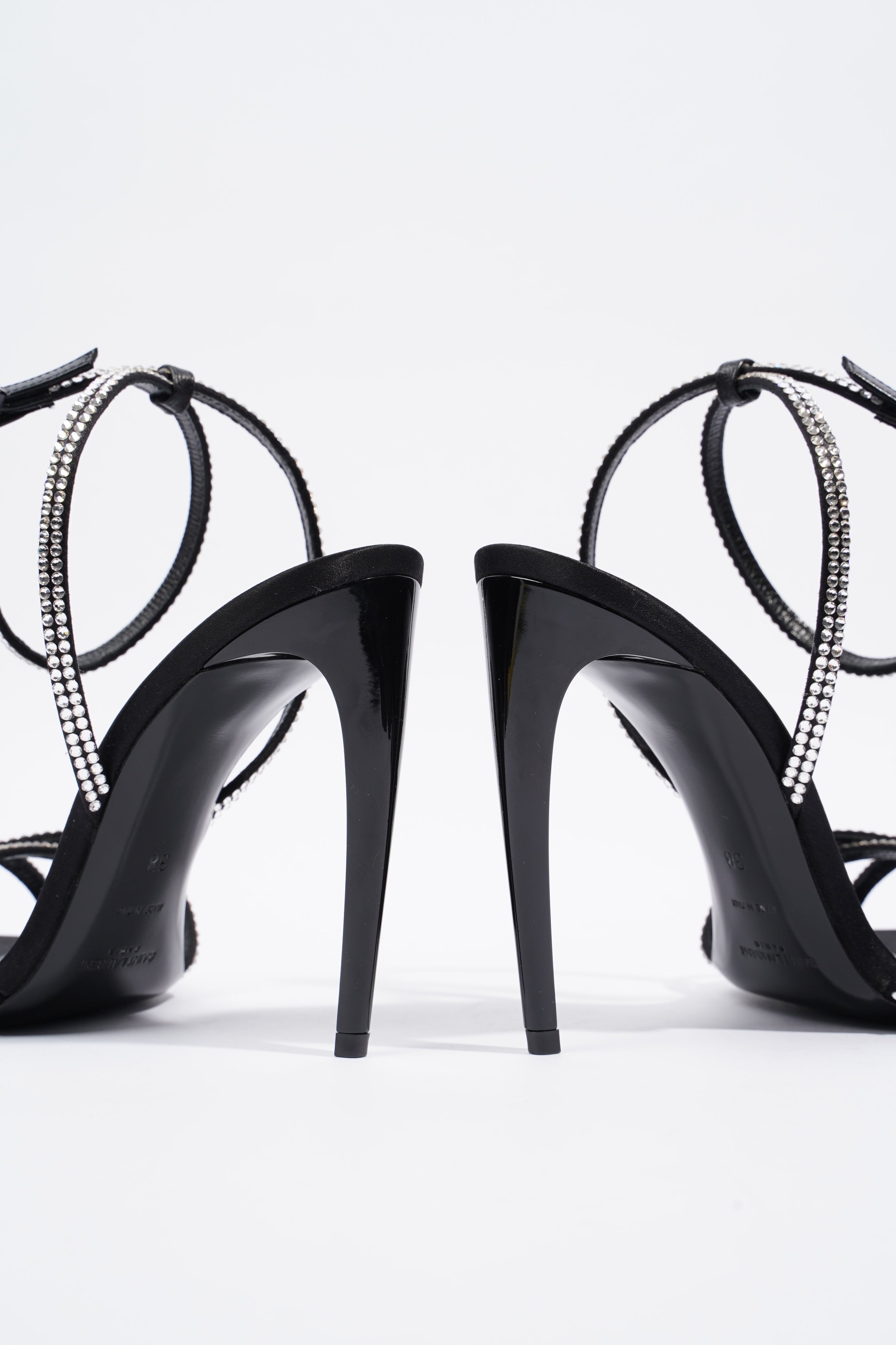Saint Laurent Ava 105 Embellished Black Leather EU 38 UK 5
