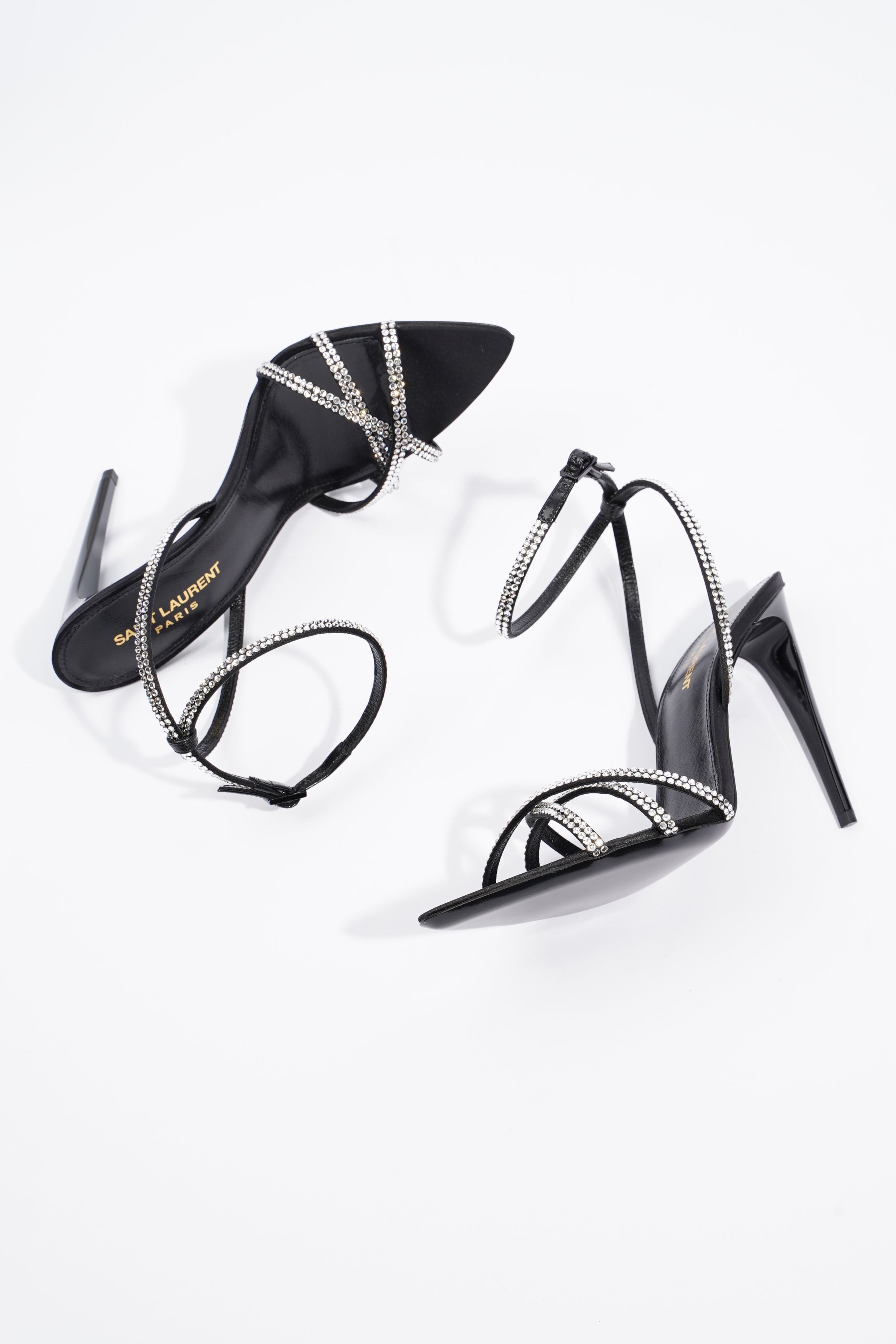Saint Laurent Ava 105 Embellished Black Leather EU 38 UK 5