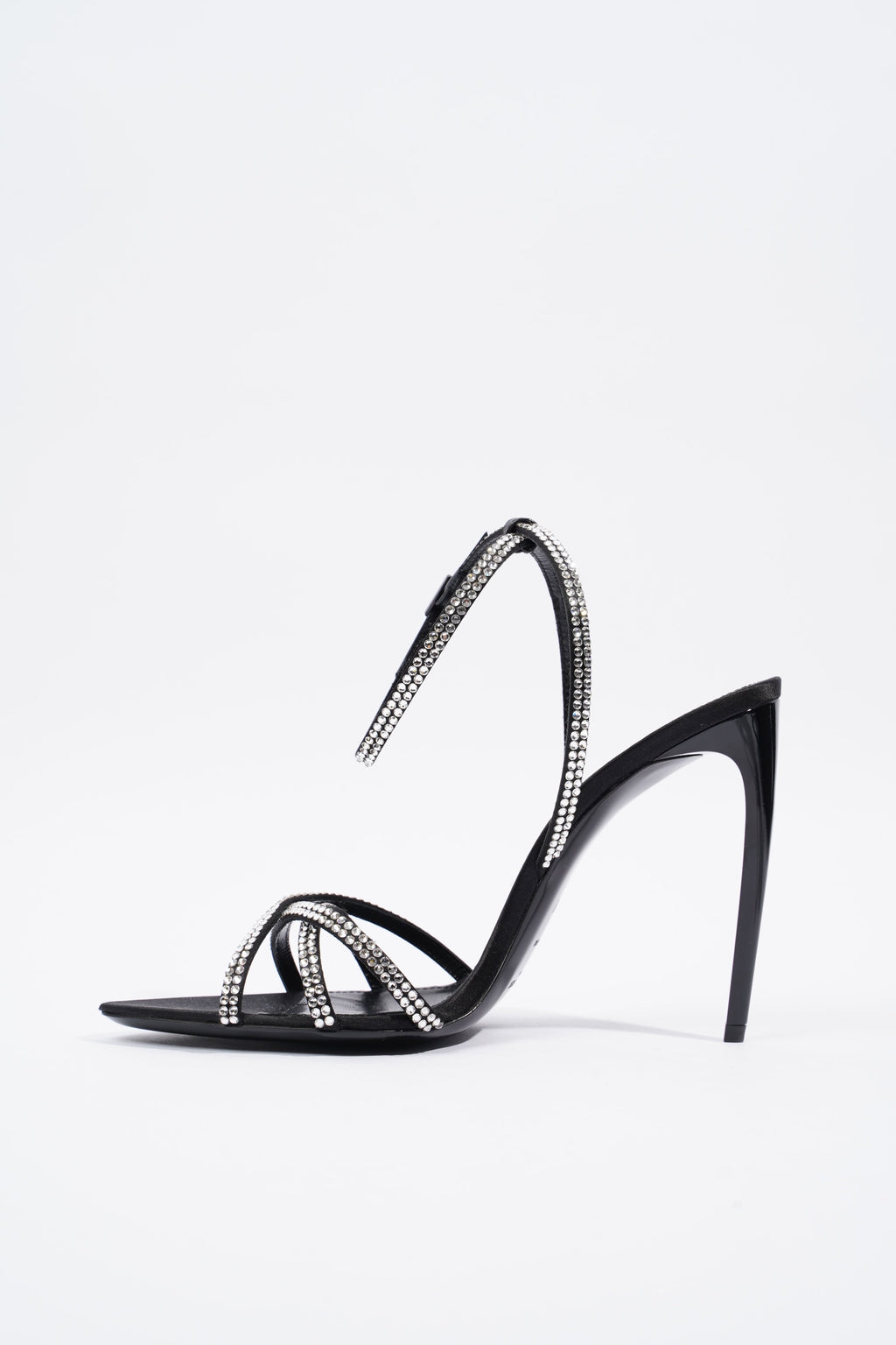 Saint Laurent Ava 105 Embellished Black Leather EU 38 UK 5
