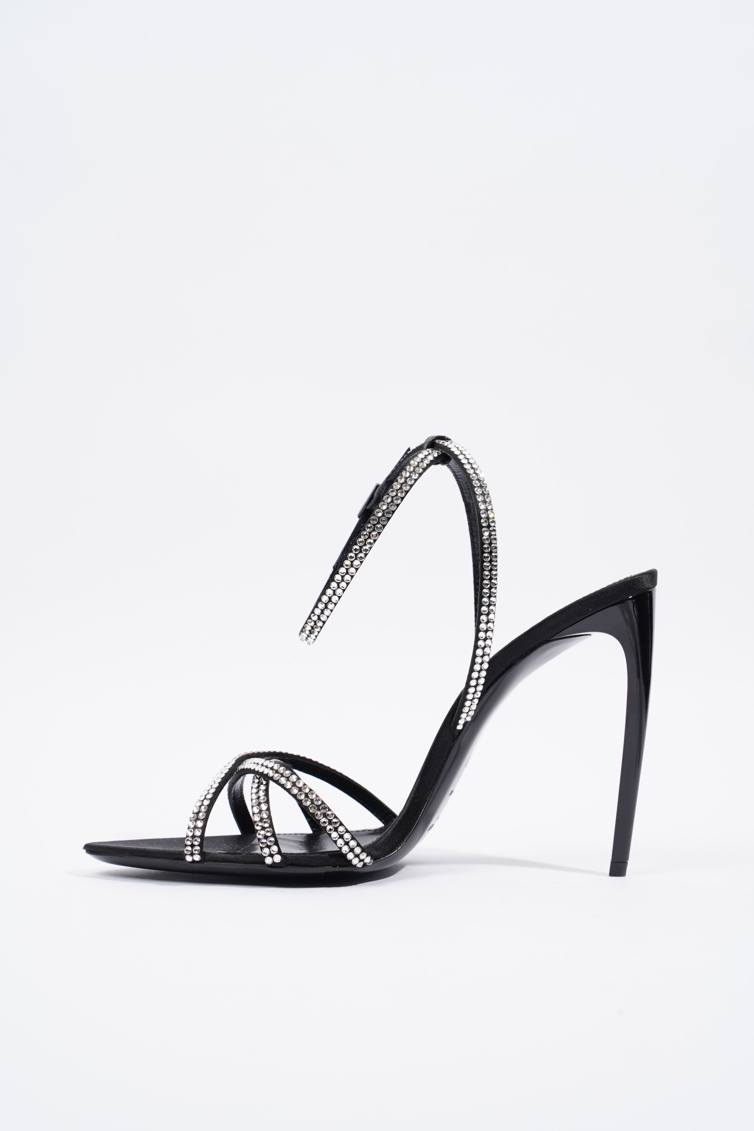 Saint Laurent Ava 105 Embellished Black Leather EU 38 UK 5