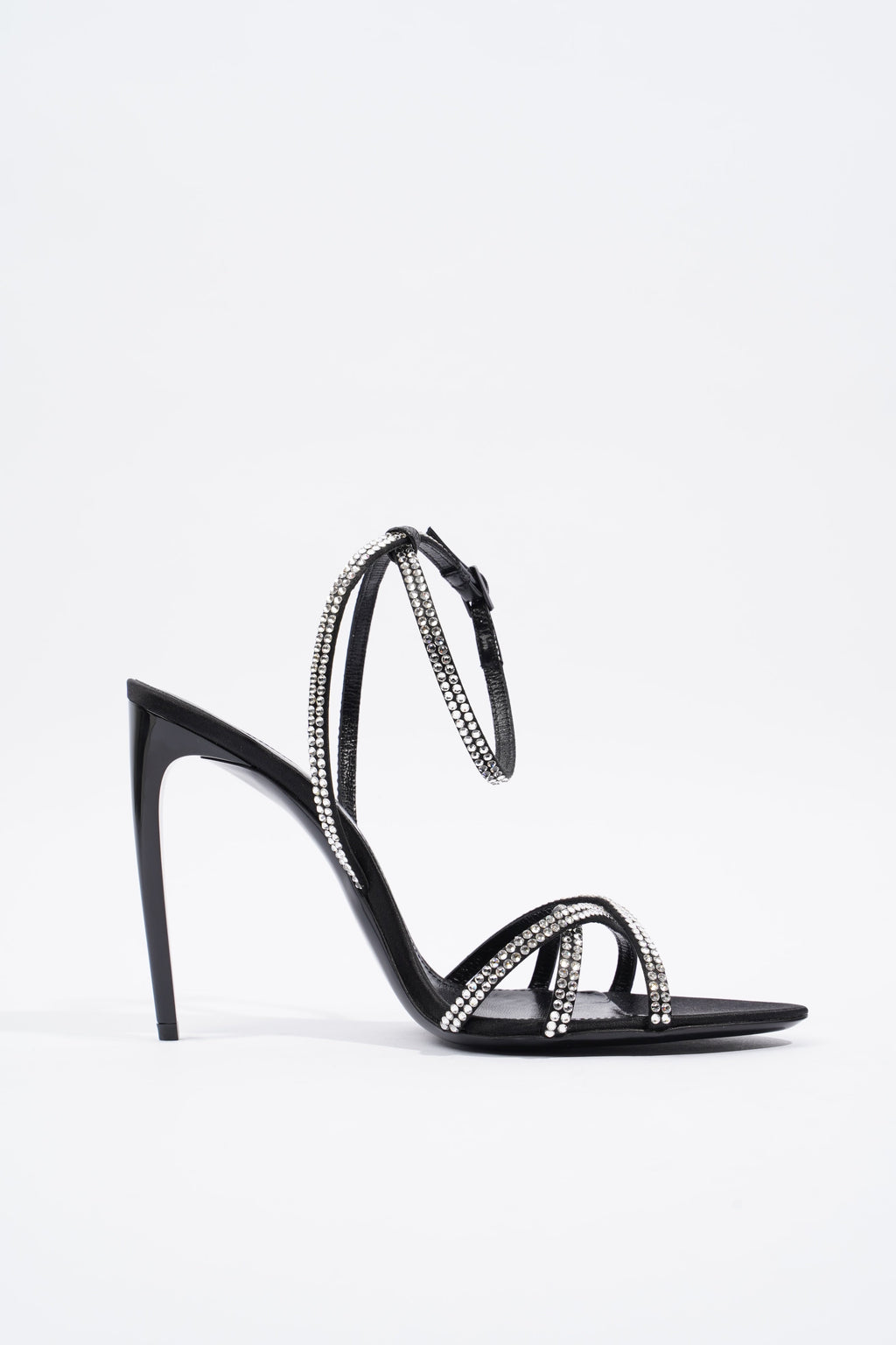 Saint Laurent Ava 105 Embellished Black Leather EU 38 UK 5