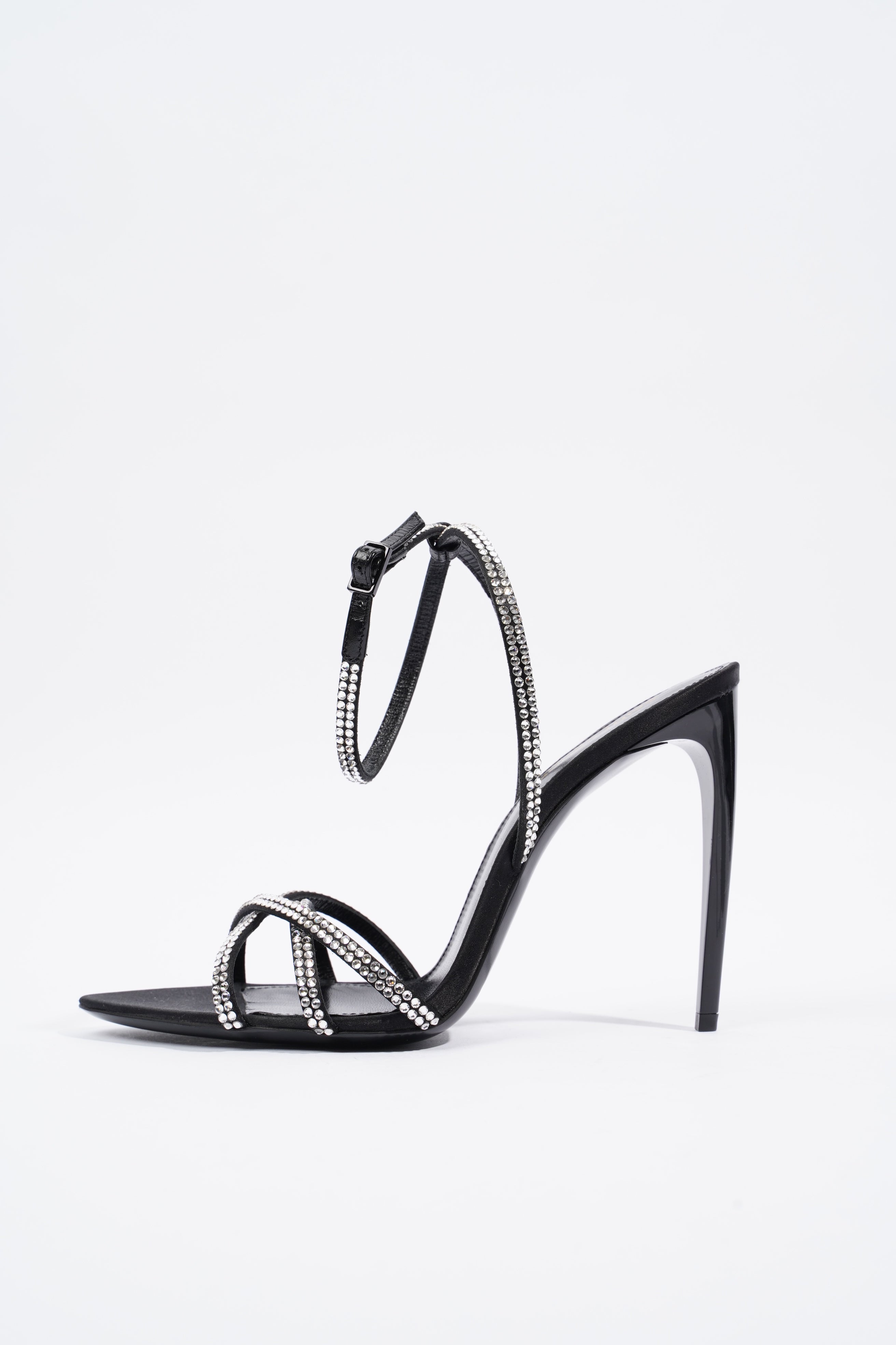 Saint Laurent Ava 105 Embellished Black Leather EU 38 UK 5
