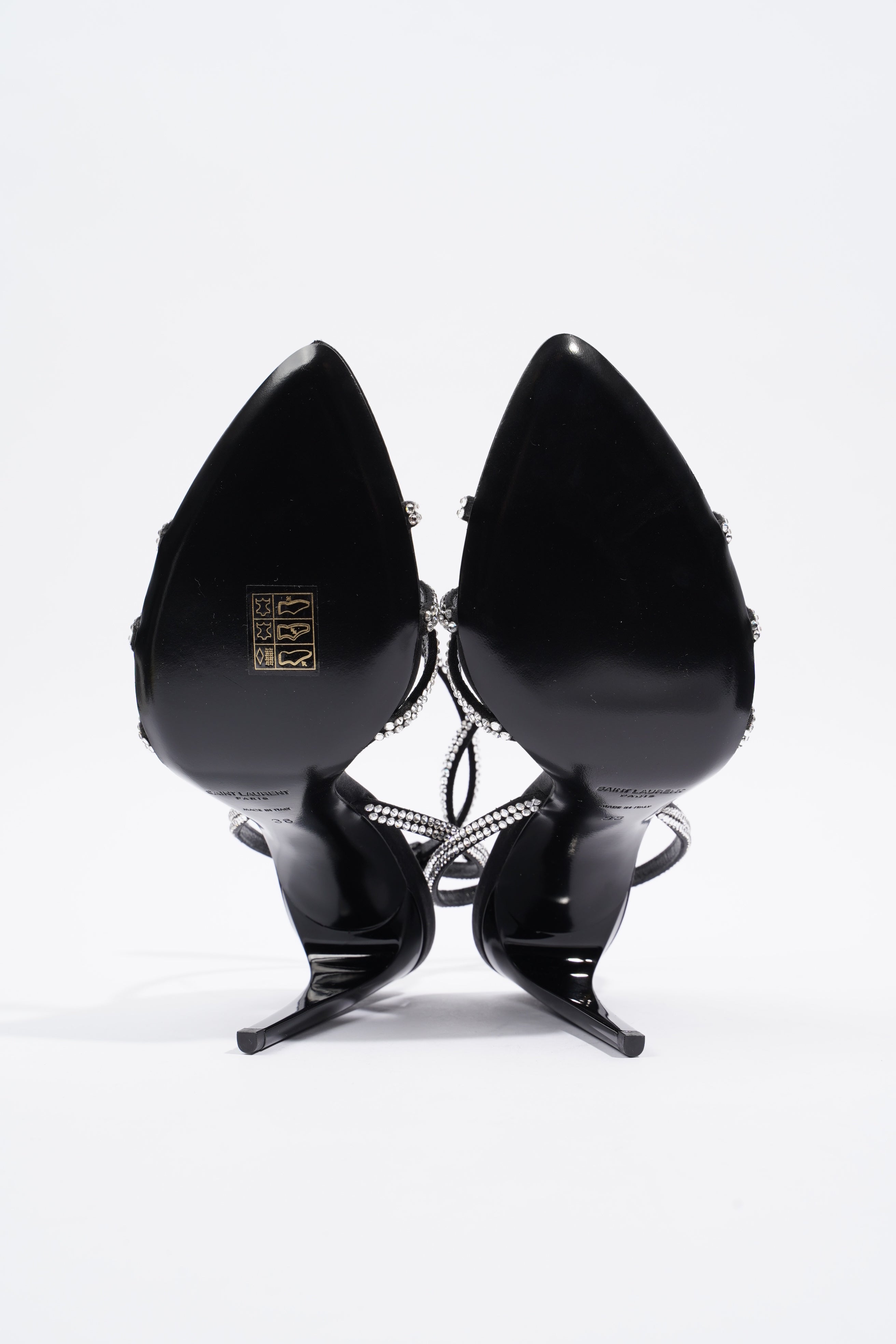 Saint Laurent Ava 105 Embellished Black Leather EU 38 UK 5