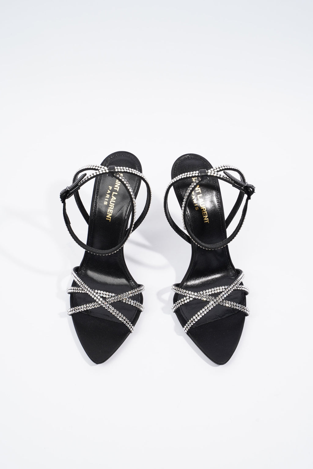 Saint Laurent Ava 105 Embellished Black Leather EU 38 UK 5