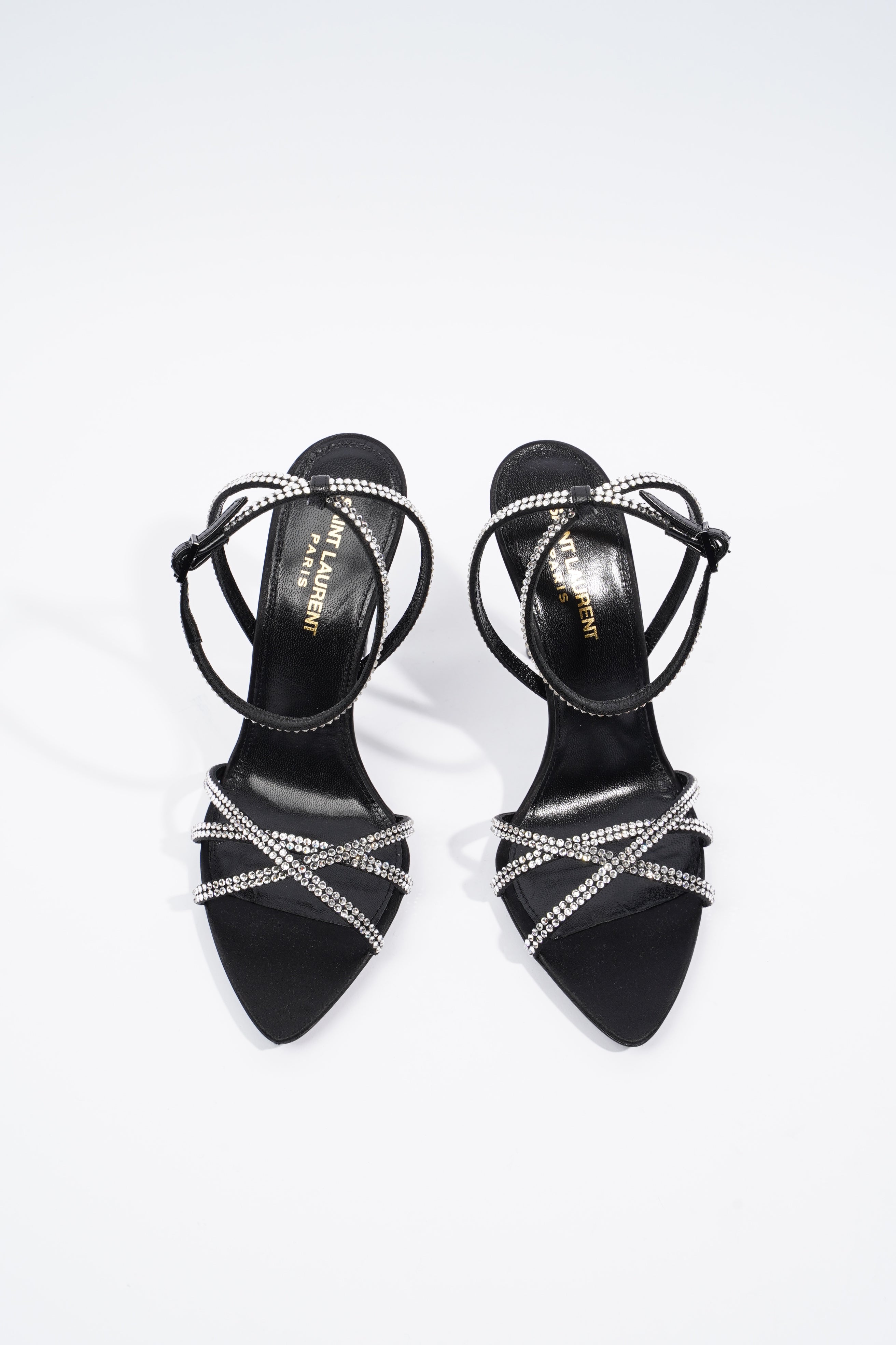 Saint Laurent Ava 105 Embellished Black Leather EU 38 UK 5