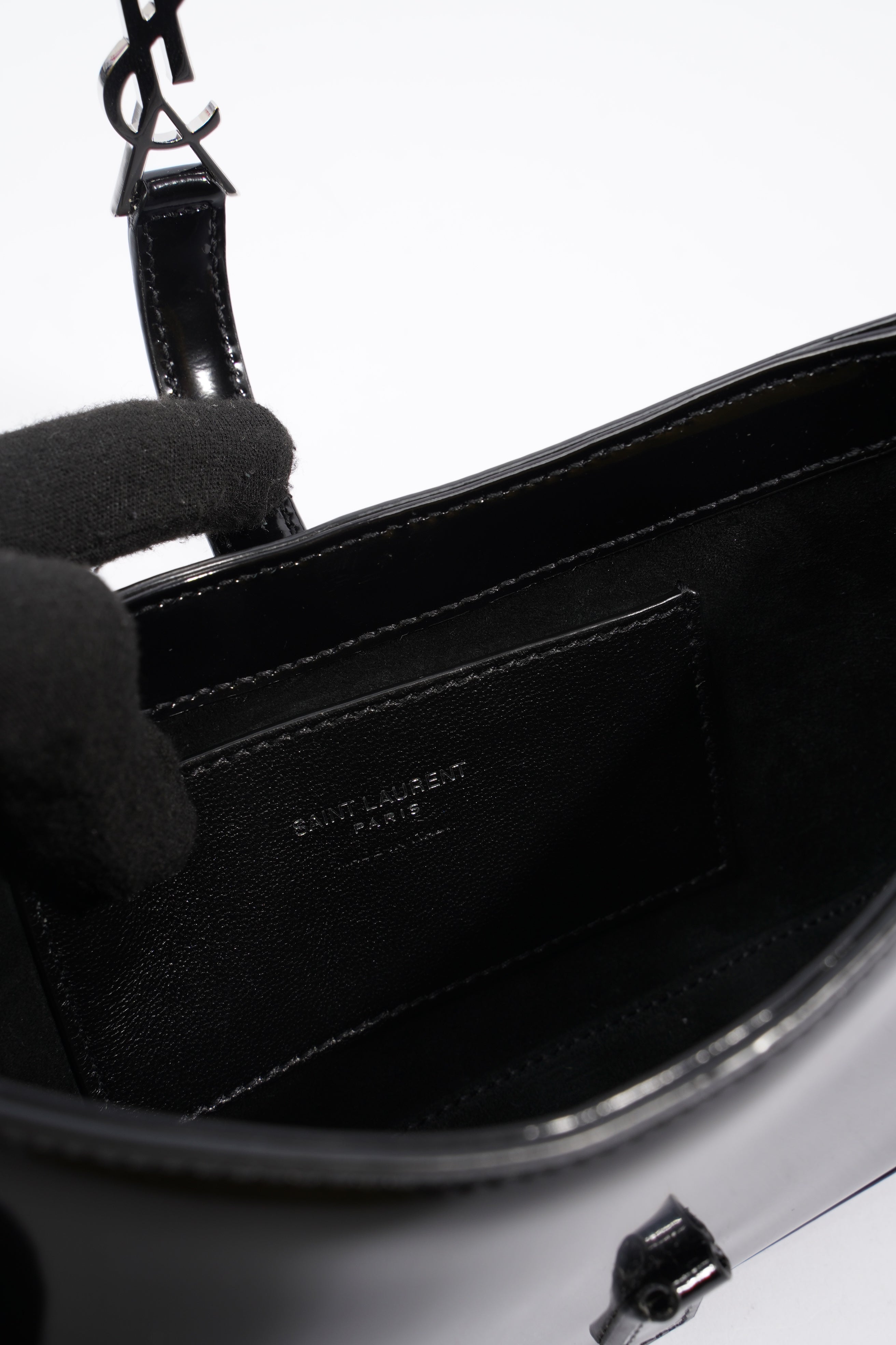 Saint Laurent Mini Le 5 A 7 Black Patent Leather