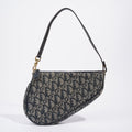 Christian Dior Mini Saddle Blue And Grey Oblique Canvas