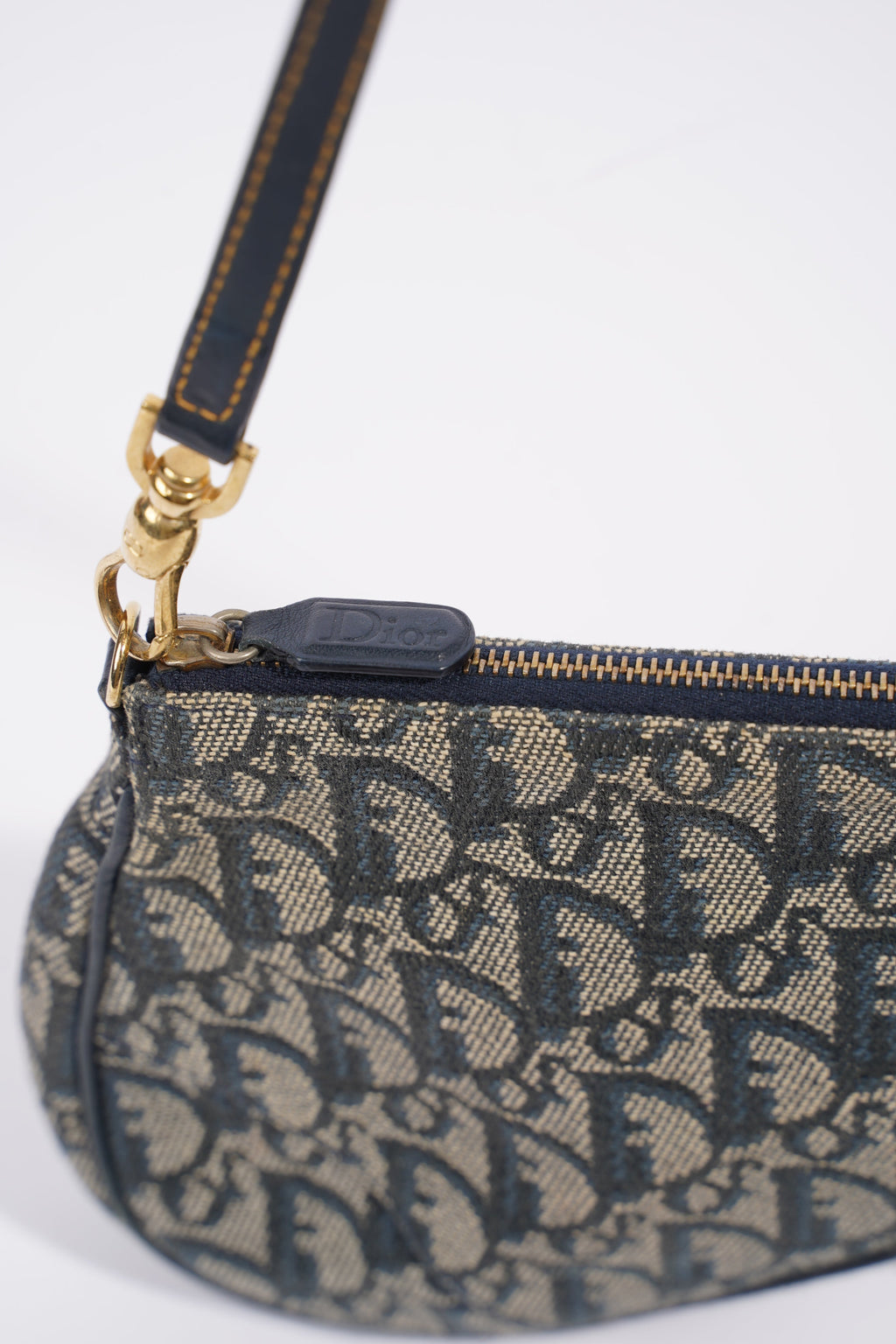Christian Dior Mini Saddle Blue And Grey Oblique Canvas