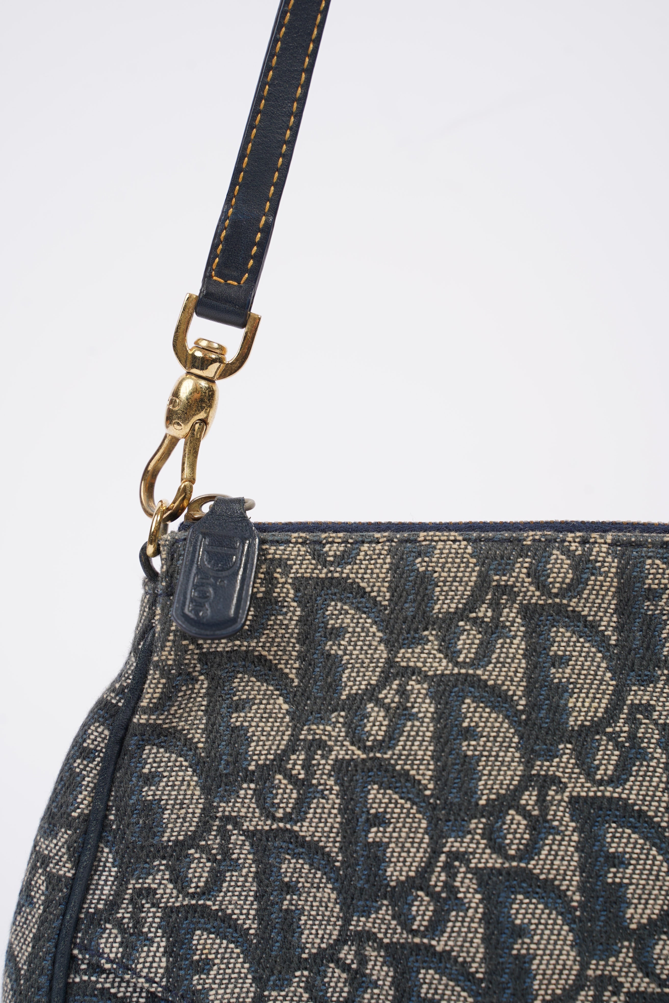 Christian Dior Mini Saddle Blue And Grey Oblique Canvas