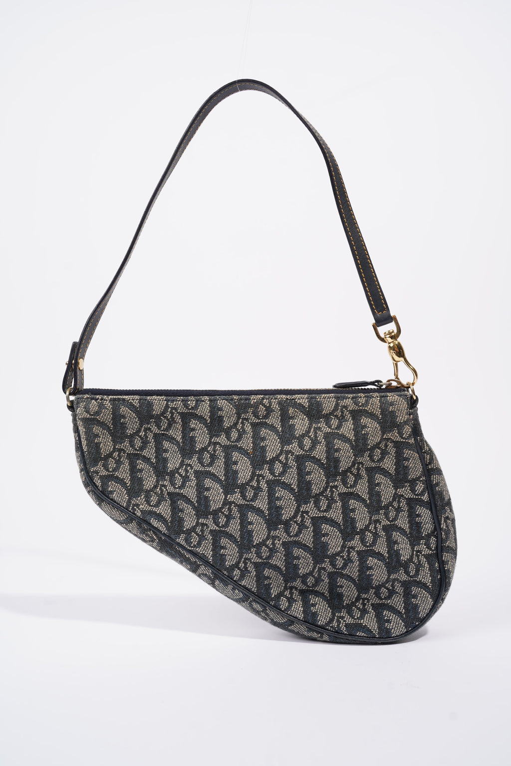 Christian Dior Mini Saddle Blue And Grey Oblique Canvas
