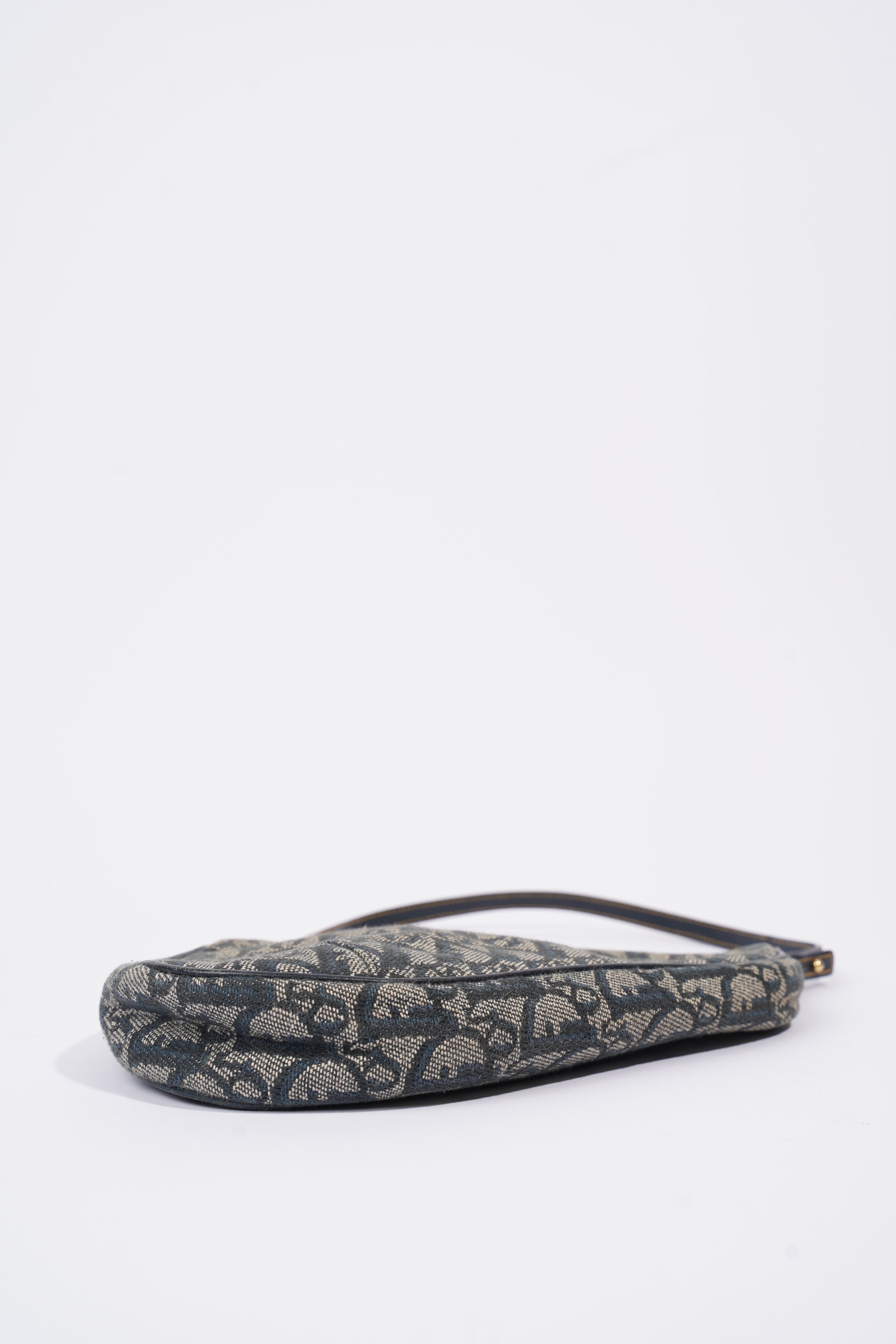 Christian Dior Mini Saddle Blue And Grey Oblique Canvas